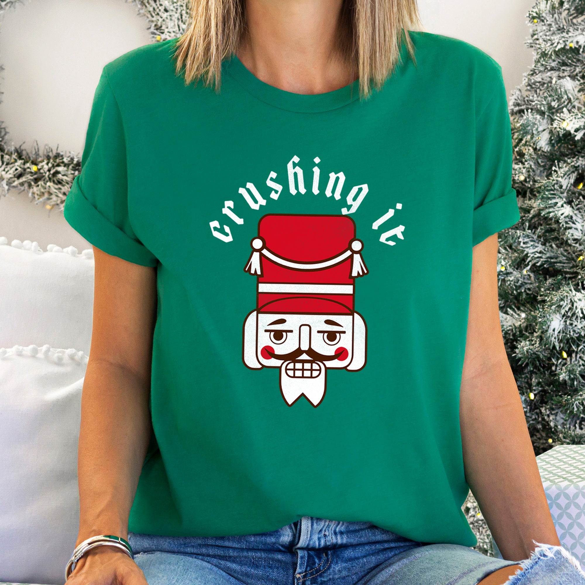 Crushing It Nutcracker Retro Christmas Keepsake Vintage Holiday Cheer Edition Graphic Tee