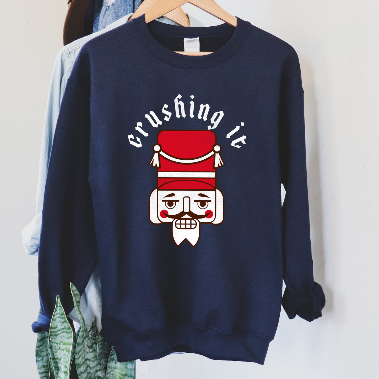Crushing It Nutcracker Holiday Edition Cozy Fleece Graphic For Winter Style Sweatshirt