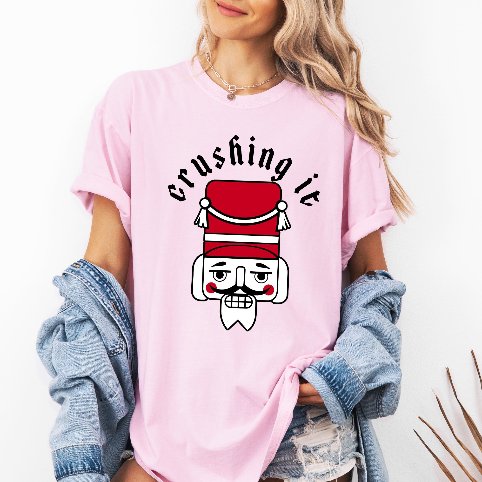 Crushing It Retro Nutcracker Christmas Ballet Winter Santa Xmas Comfort Colors Tee
