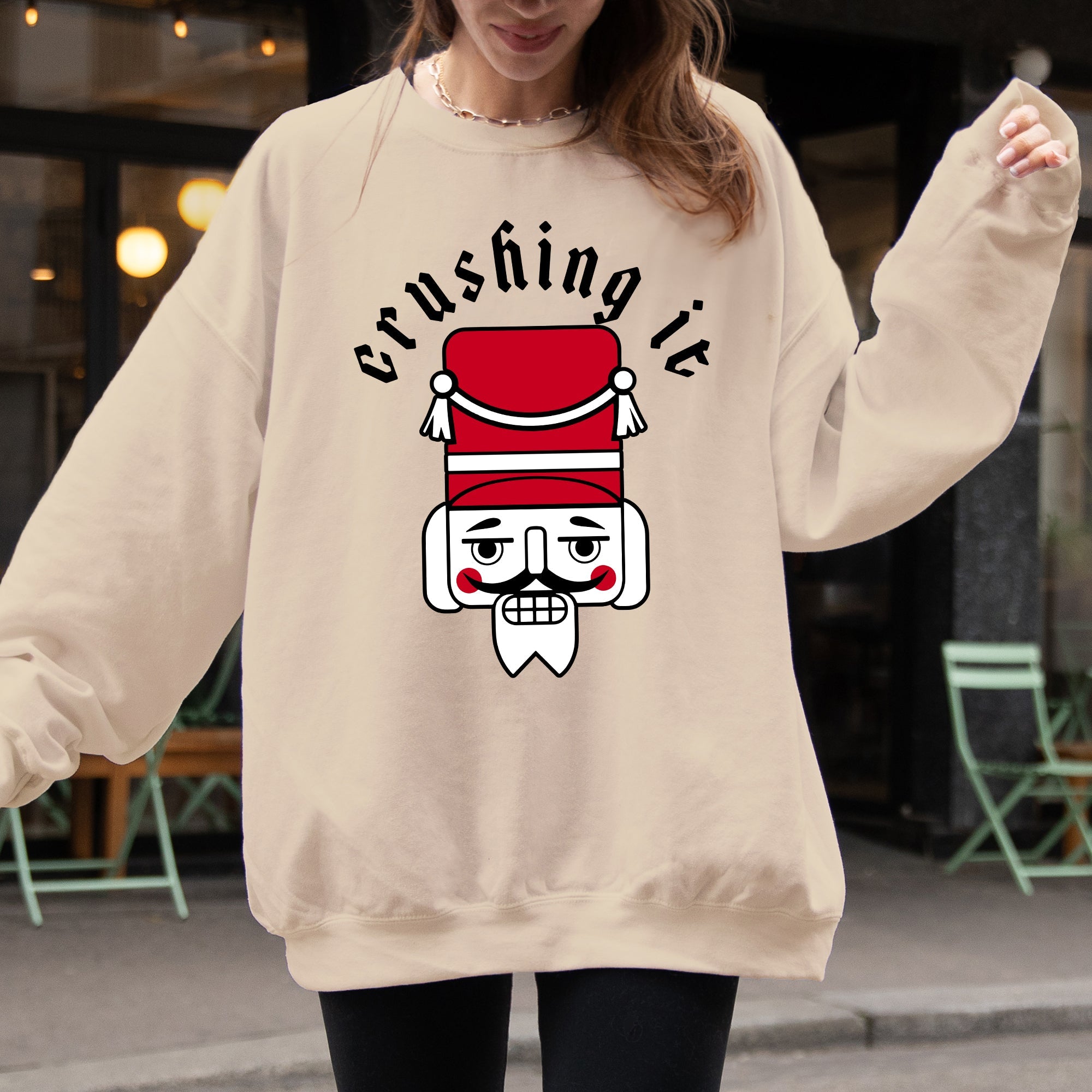 Crushing It Retro Nutcracker Christmas Ballet Winter Santa Xmas Holiday Edition Sweatshirt
