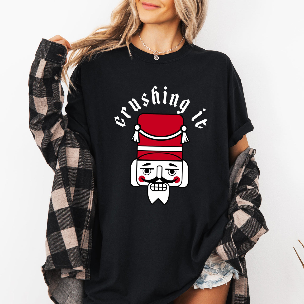 Crushing It Retro Nutcracker Christmas Ballet Winter Santa Xmas Comfort Colors Tee