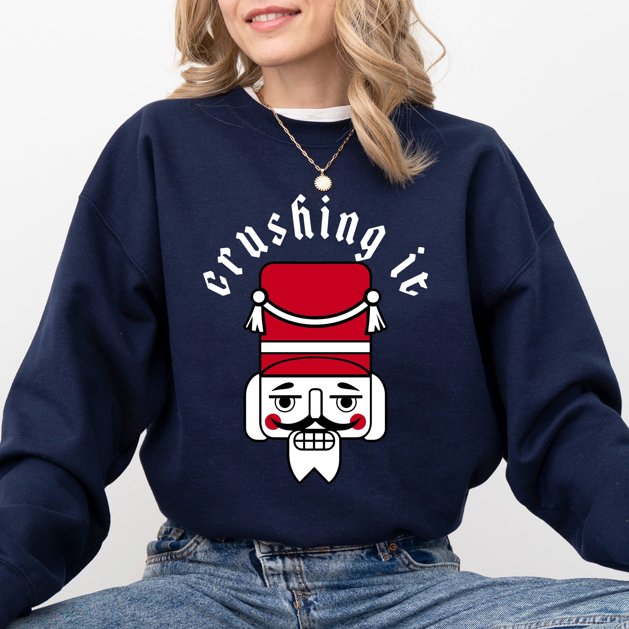 Crushing It Retro Nutcracker Christmas Ballet Winter Santa Xmas Holiday Edition Sweatshirt