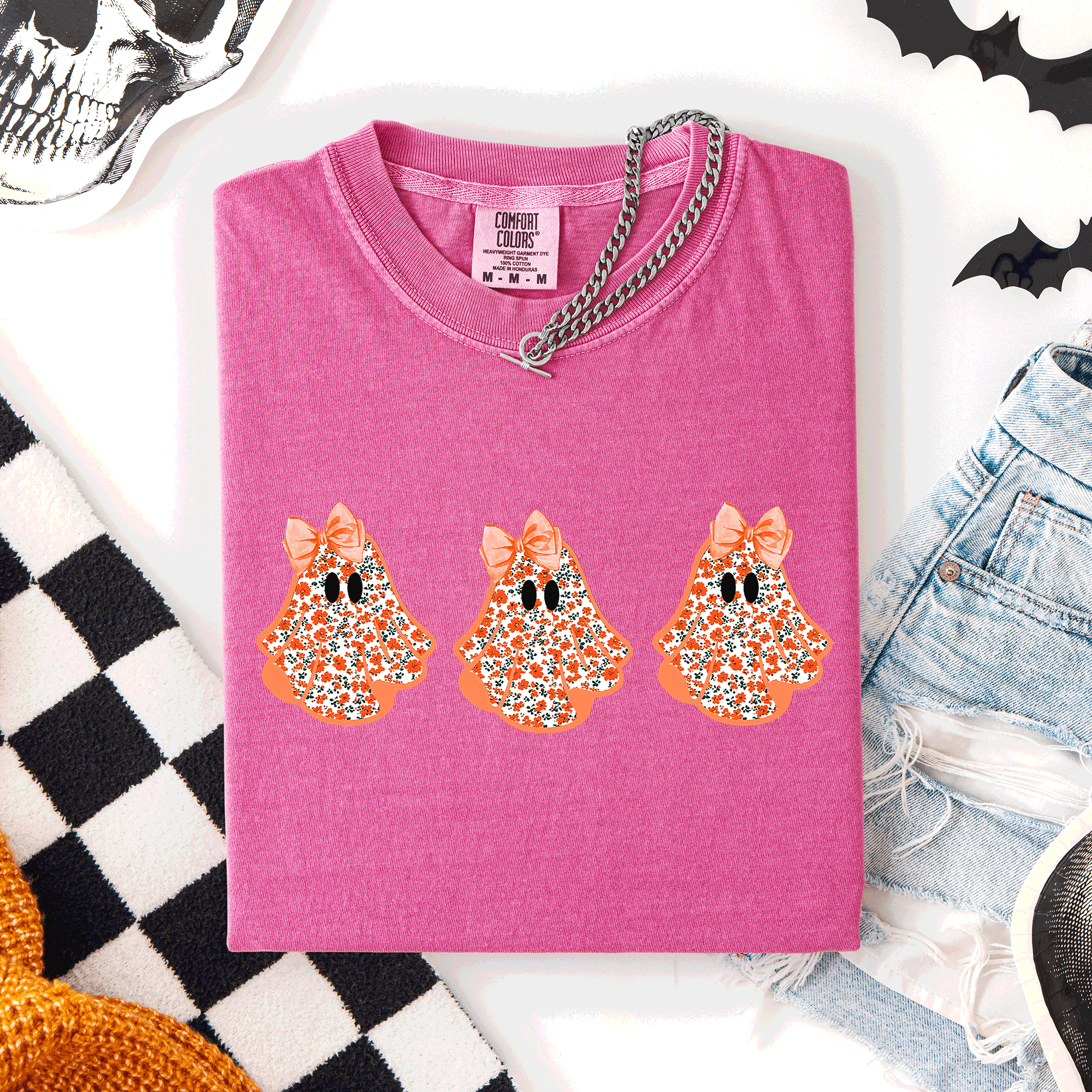 Cute Halloween Ghosts Pattern Coquette Night Parade Limited Edition Comfort Colors Tee