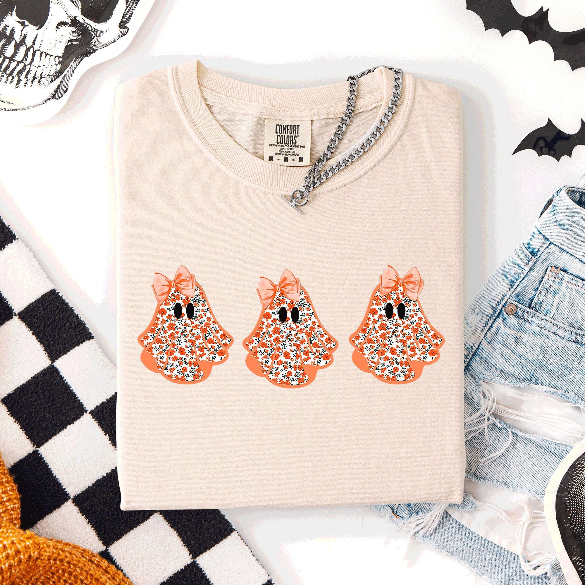 Cute Halloween Ghosts Pattern Coquette Night Parade Limited Edition Comfort Colors Tee
