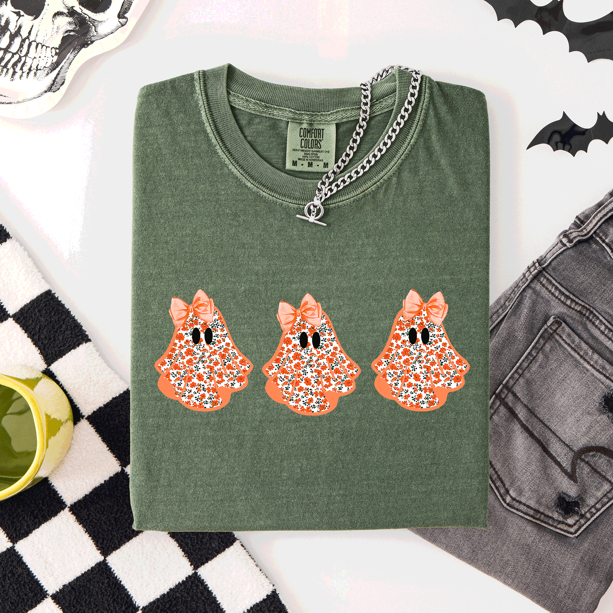 Cute Halloween Ghosts Pattern Coquette Night Parade Limited Edition Comfort Colors Tee
