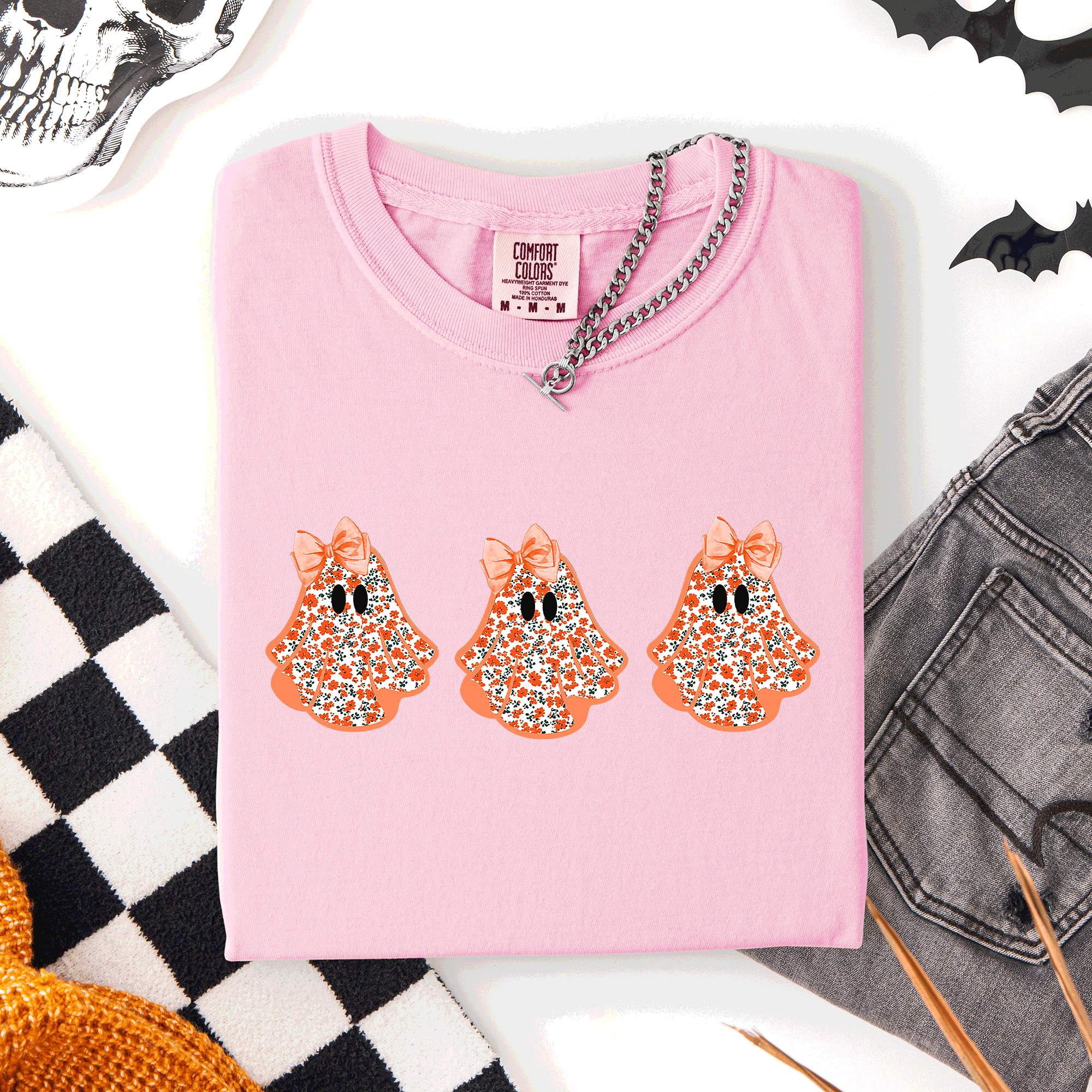 Cute Halloween Ghosts Pattern Coquette Night Parade Limited Edition Comfort Colors Tee