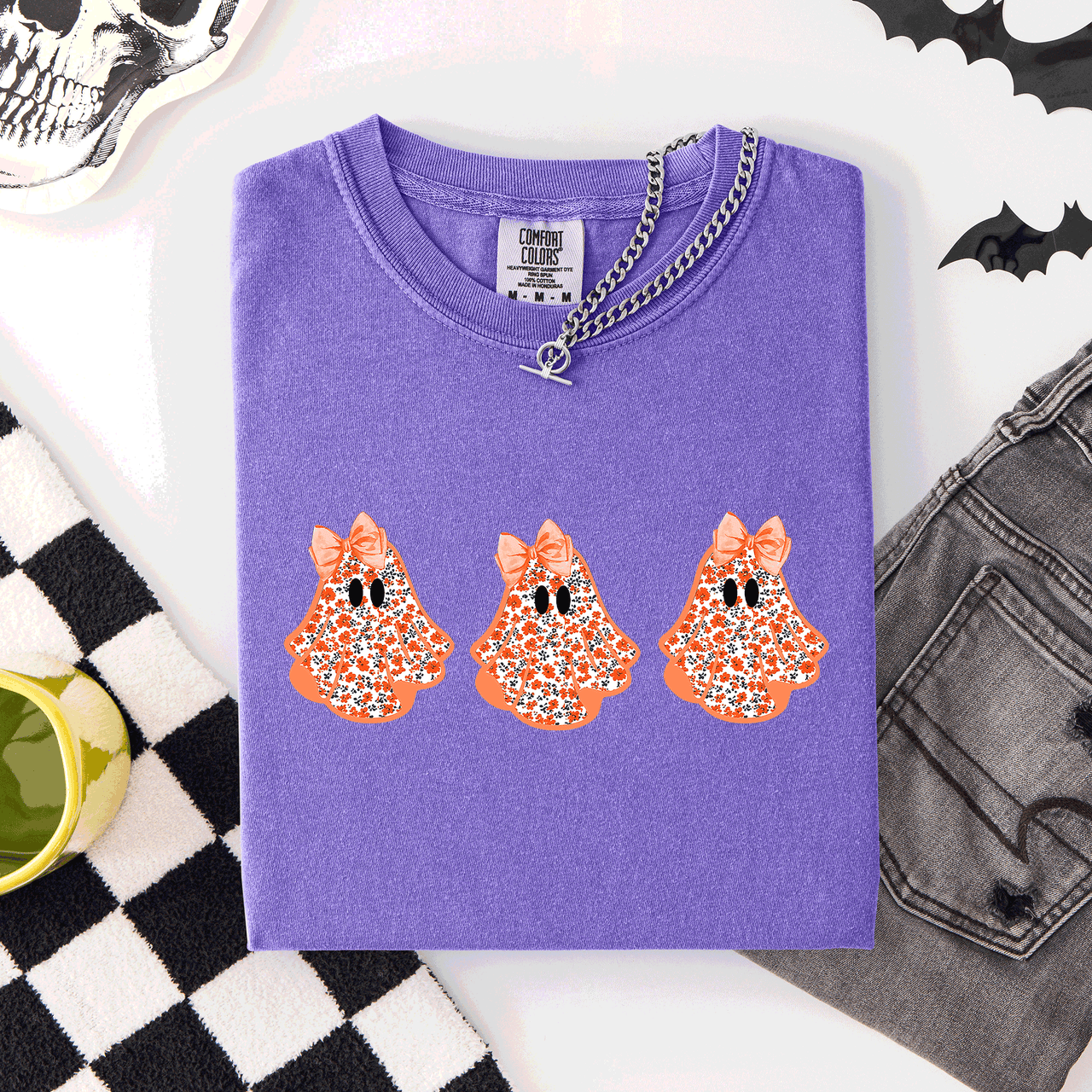 Cute Halloween Ghosts Pattern Coquette Night Parade Limited Edition Comfort Colors Tee