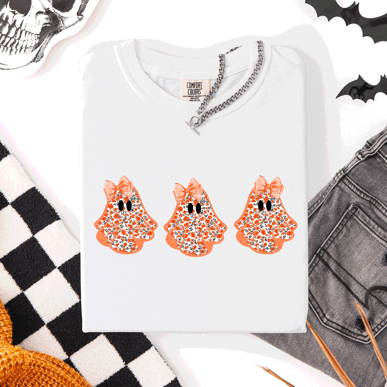 Cute Halloween Ghosts Pattern Coquette Night Parade Limited Edition Comfort Colors Tee