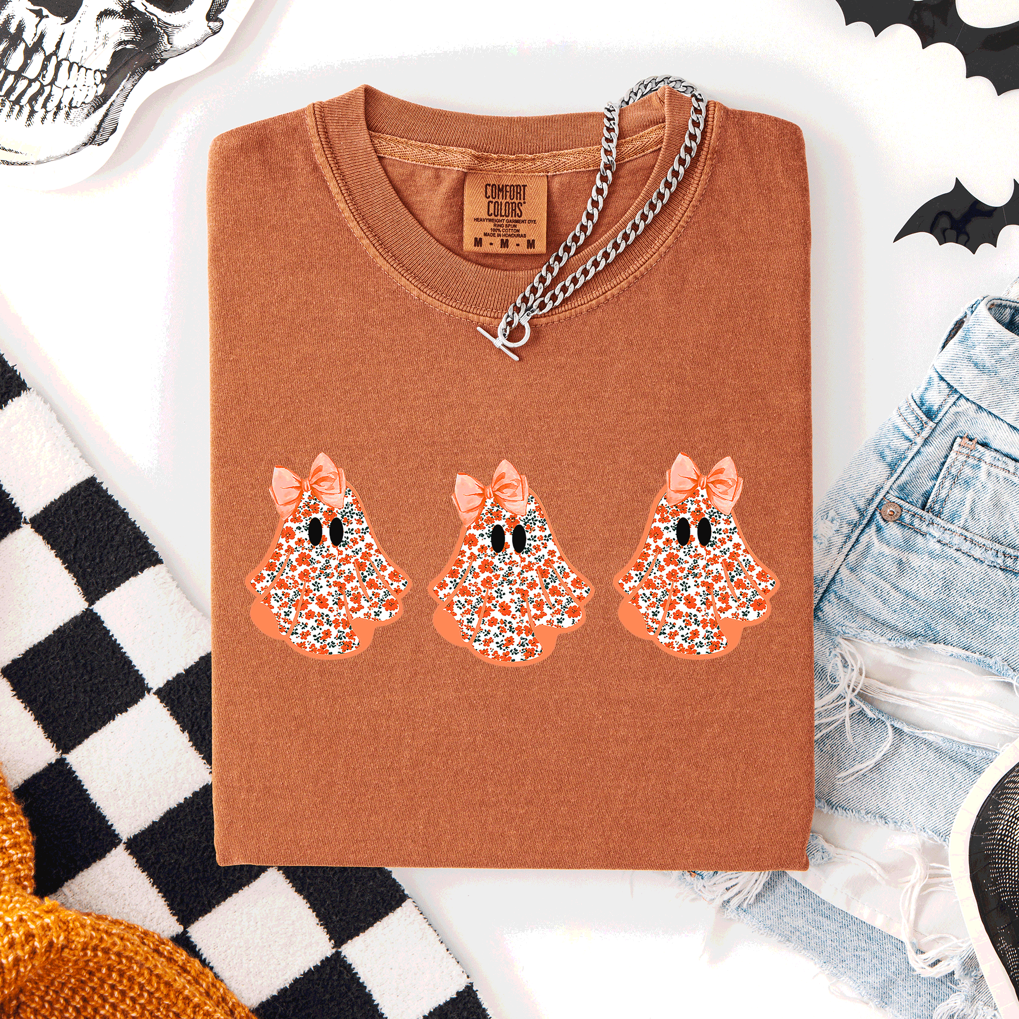 Cute Halloween Ghosts Pattern Coquette Night Parade Limited Edition Comfort Colors Tee