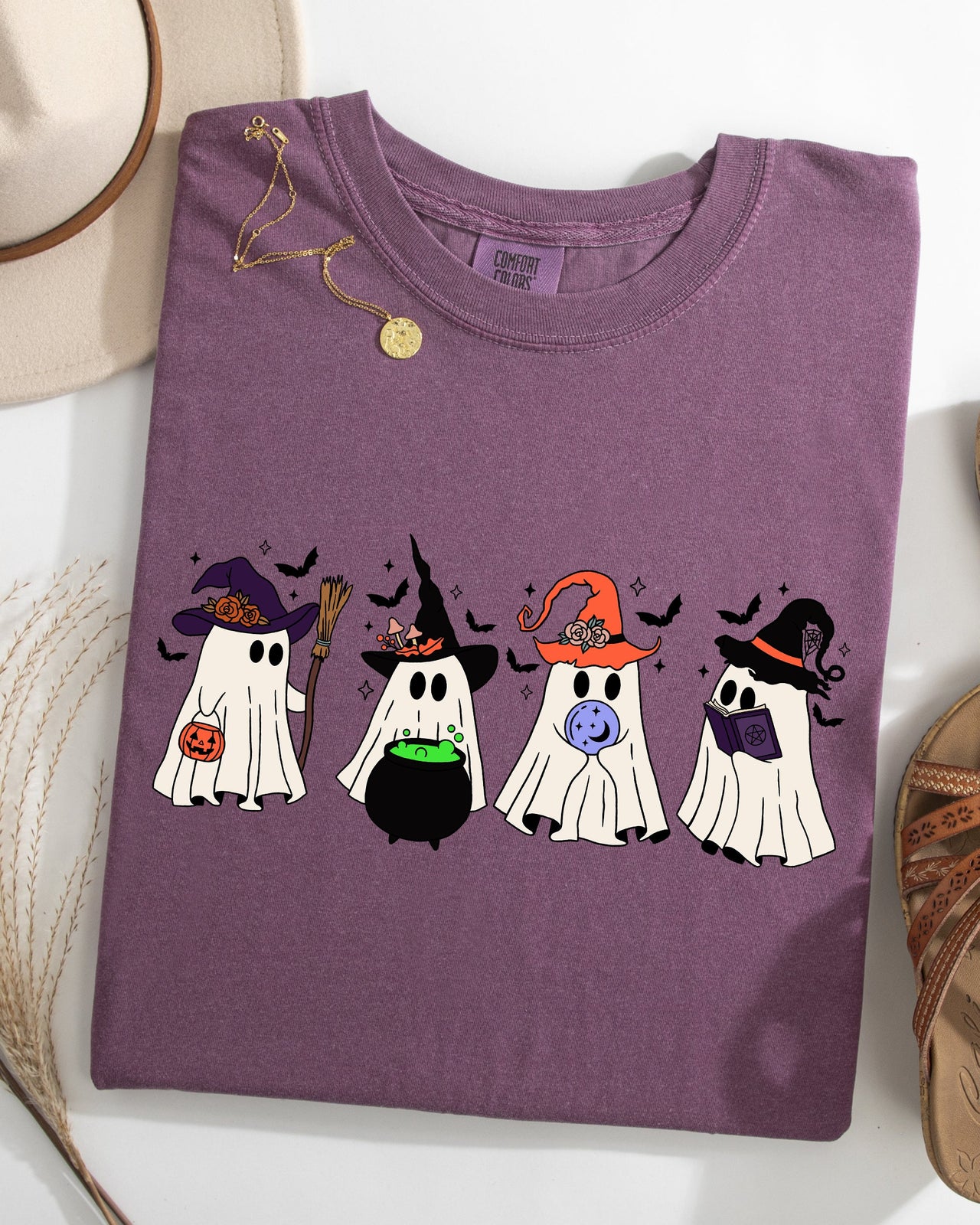 Cute Halloween Ghosts, Witches, Skeleton Halloween Fall Autumn Comfort Colors Tee