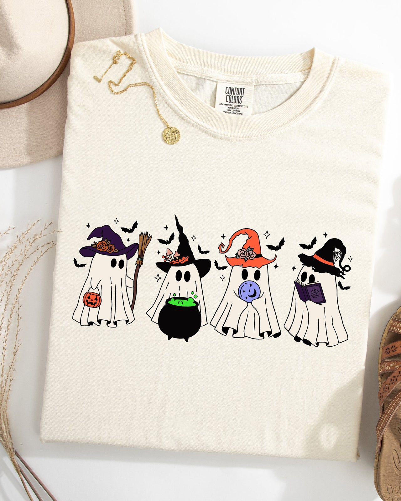 Cute Halloween Ghosts, Witches, Skeleton Halloween Fall Autumn Comfort Colors Tee