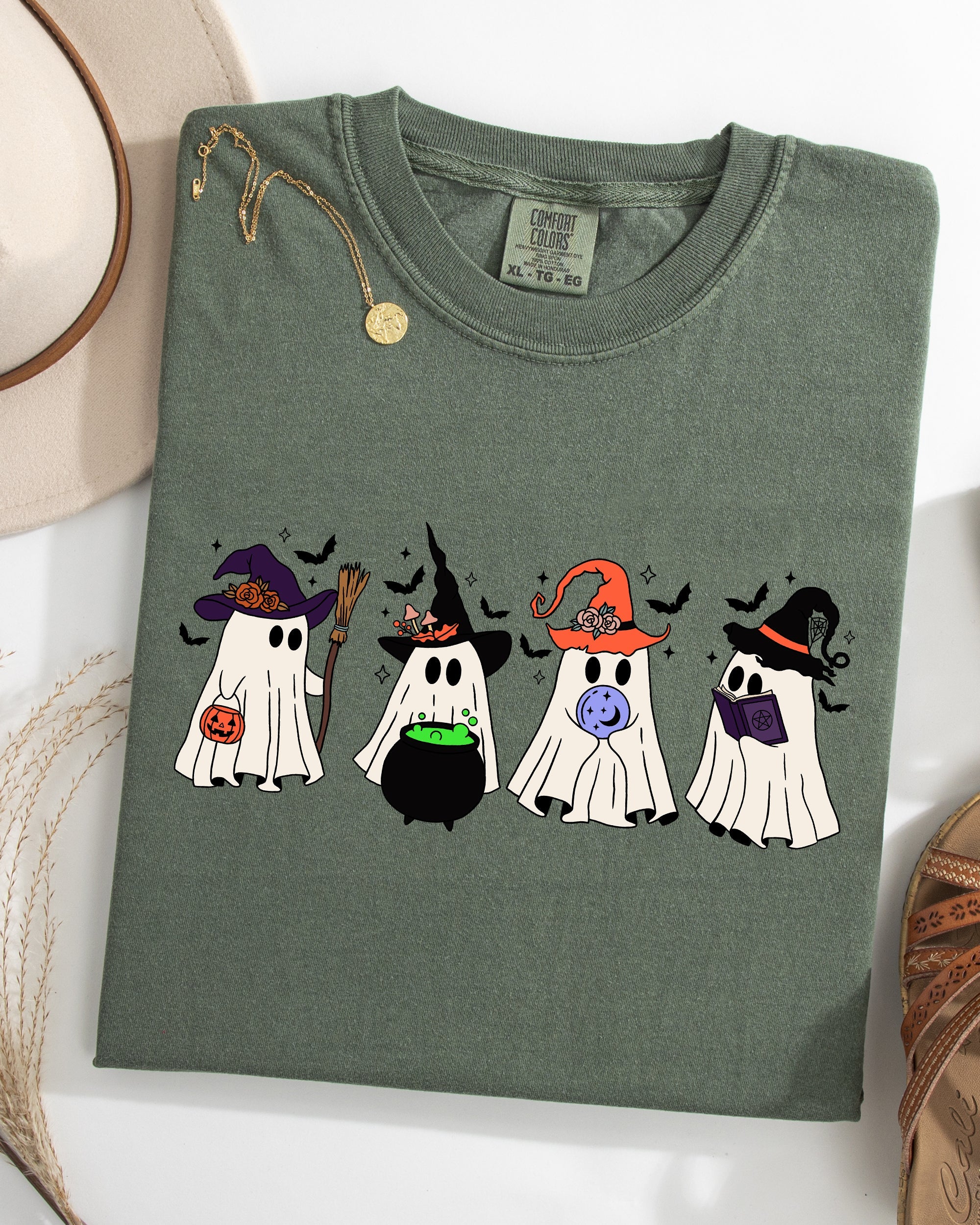 Cute Halloween Ghosts, Witches, Skeleton Halloween Fall Autumn Comfort Colors Tee