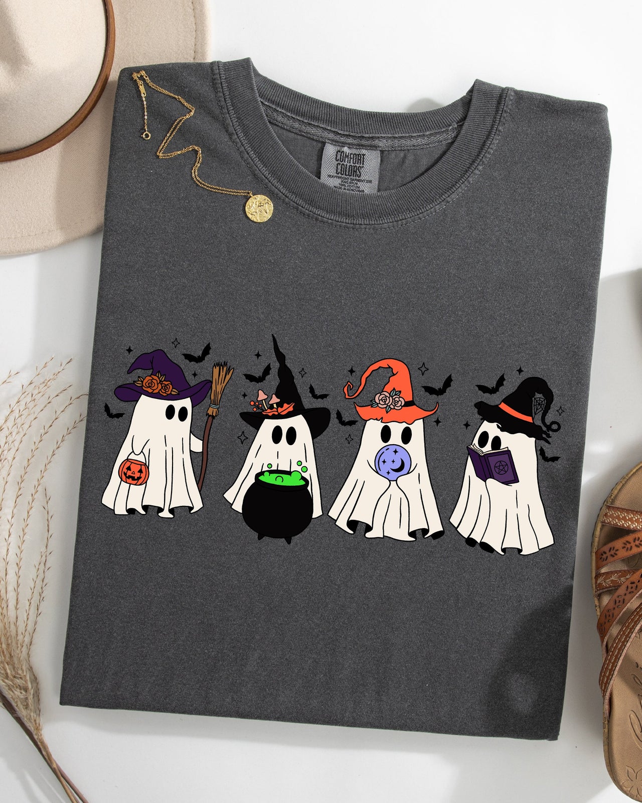 Cute Halloween Ghosts, Witches, Skeleton Halloween Fall Autumn Comfort Colors Tee