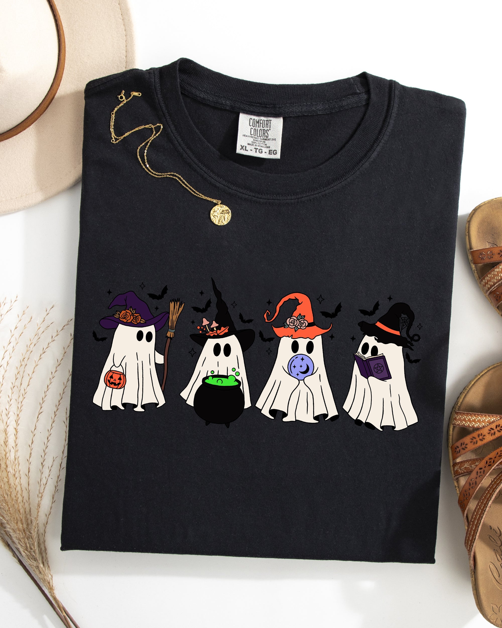 Cute Halloween Ghosts, Witches, Skeleton Halloween Fall Autumn Comfort Colors Tee