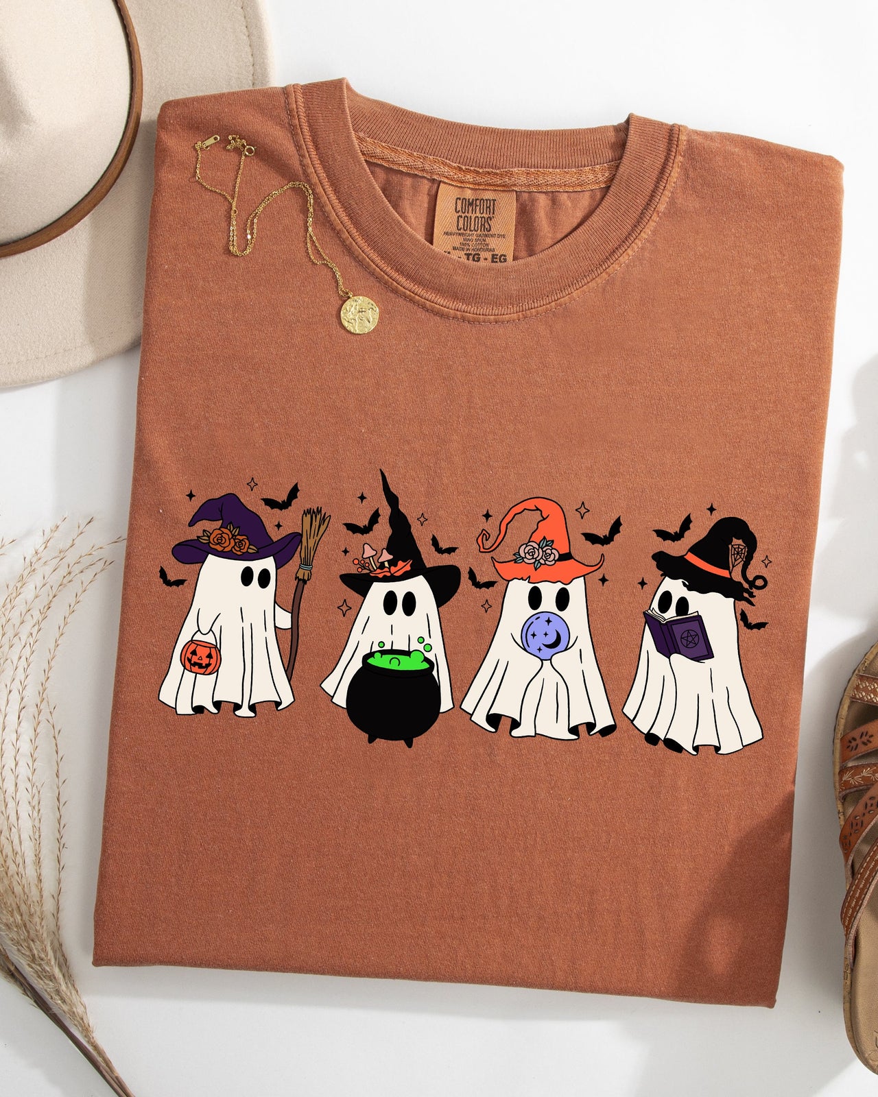 Cute Halloween Ghosts, Witches, Skeleton Halloween Fall Autumn Comfort Colors Tee