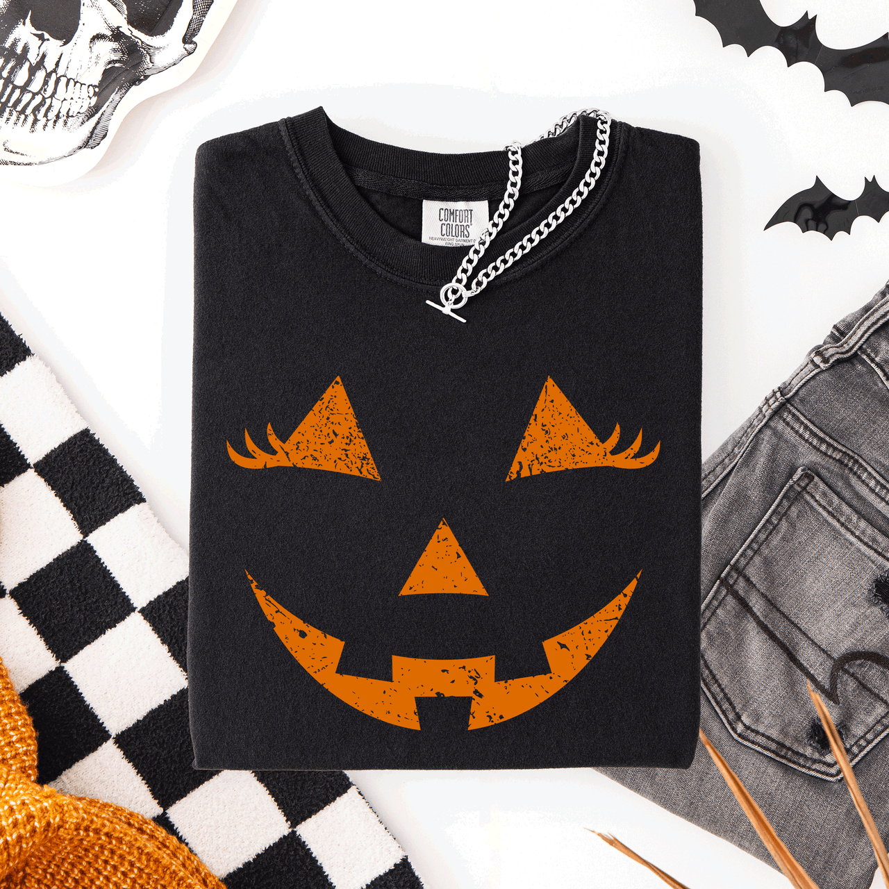 Jack O Lantern Halloween Cute Night Scene With A Playful Carved Pumpkin And Spooky Festive Vibes For Autumn Nights Comfort Colors Tee