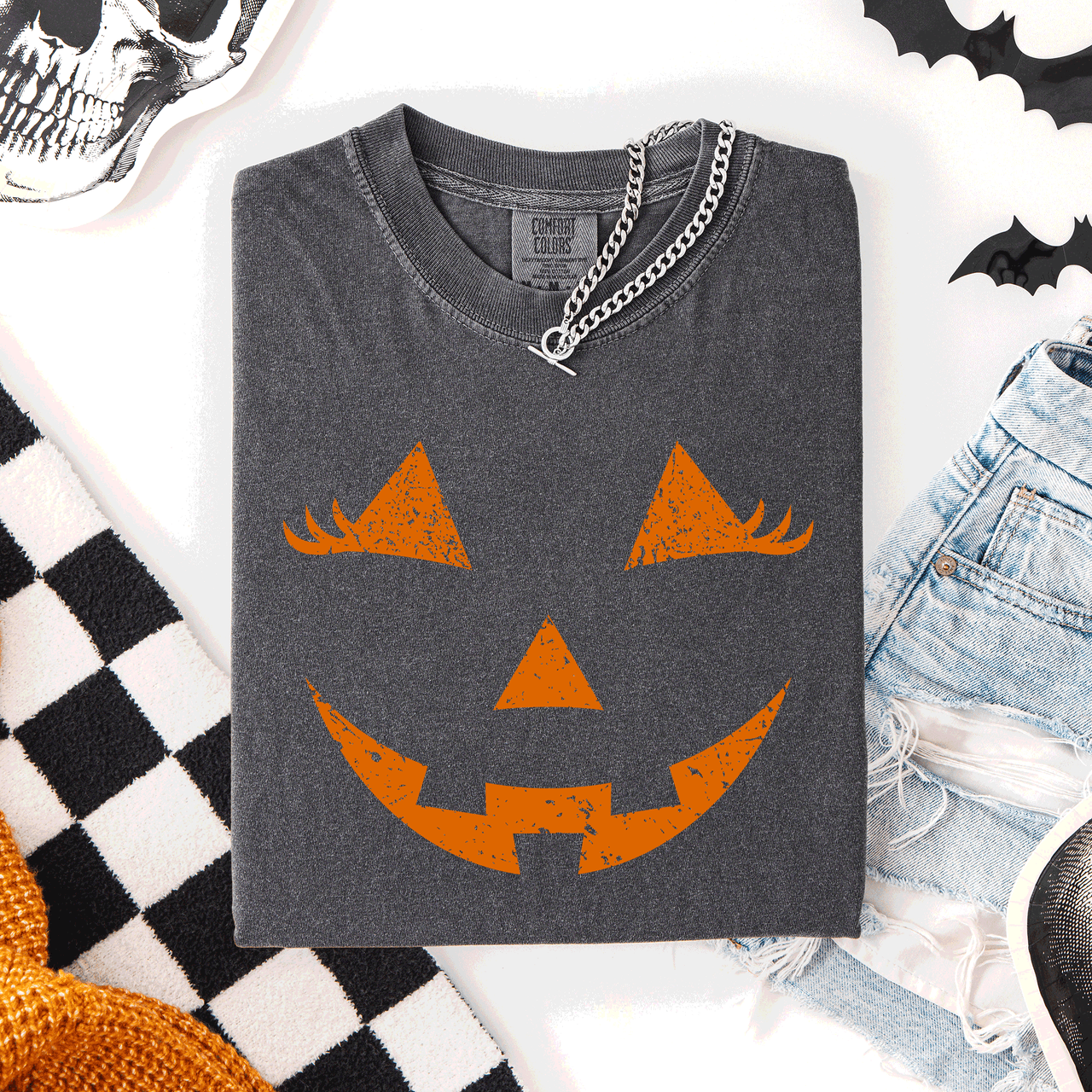 Jack O Lantern Halloween Cute Night Scene With A Playful Carved Pumpkin And Spooky Festive Vibes For Autumn Nights Comfort Colors Tee