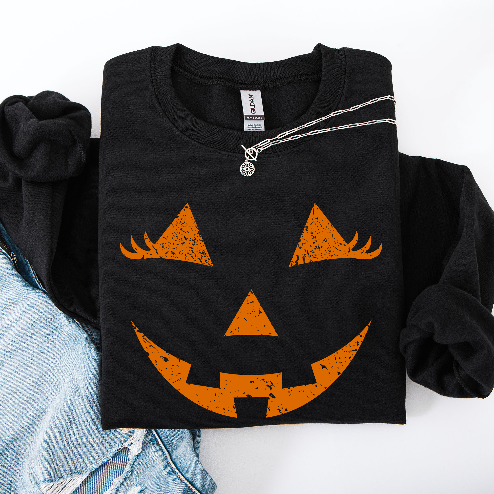 Cute Jack O Lantern Halloween Seasonal Limited Edition Cozy Pumpkin Face Sweatshirt