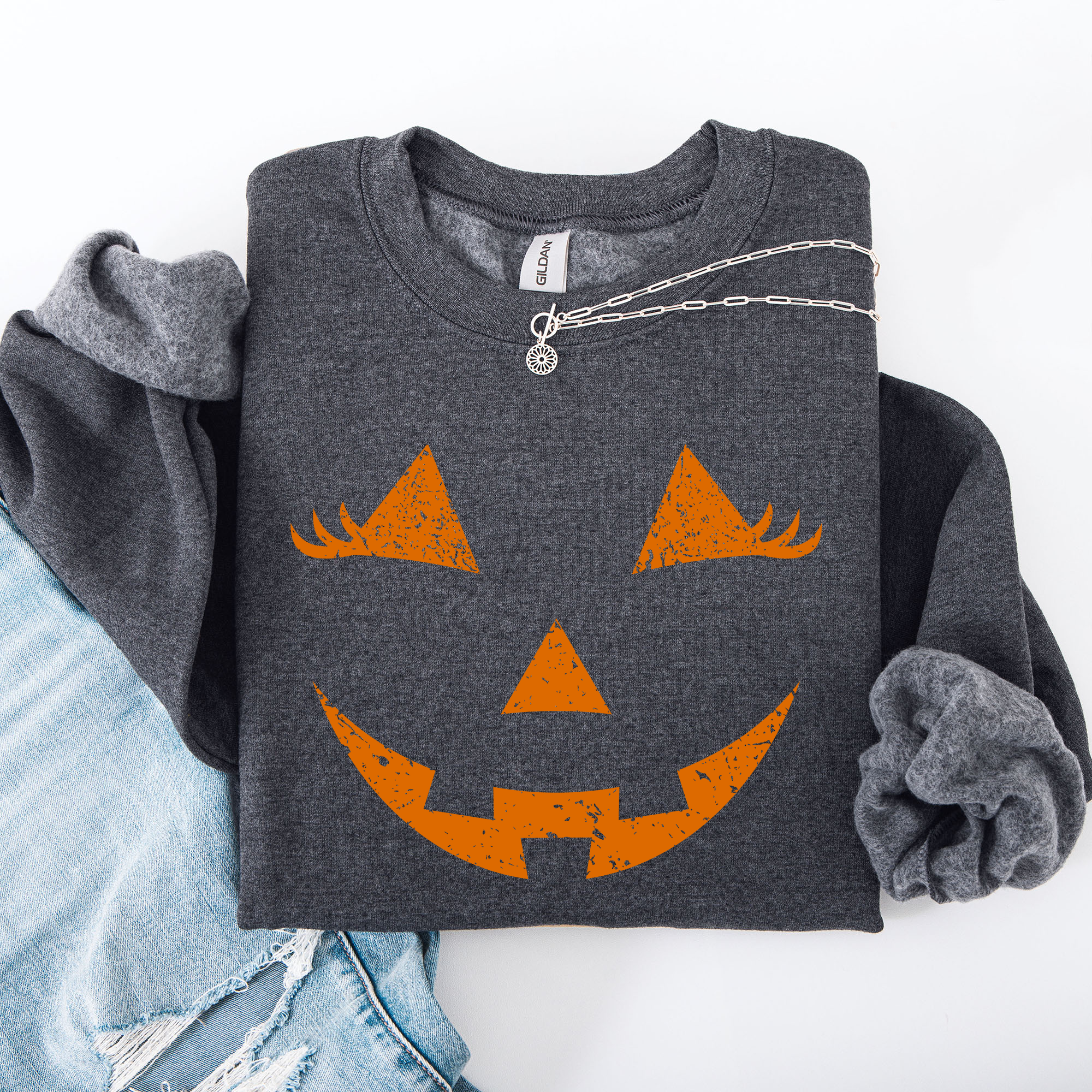Cute Jack O Lantern Halloween Seasonal Limited Edition Cozy Pumpkin Face Sweatshirt