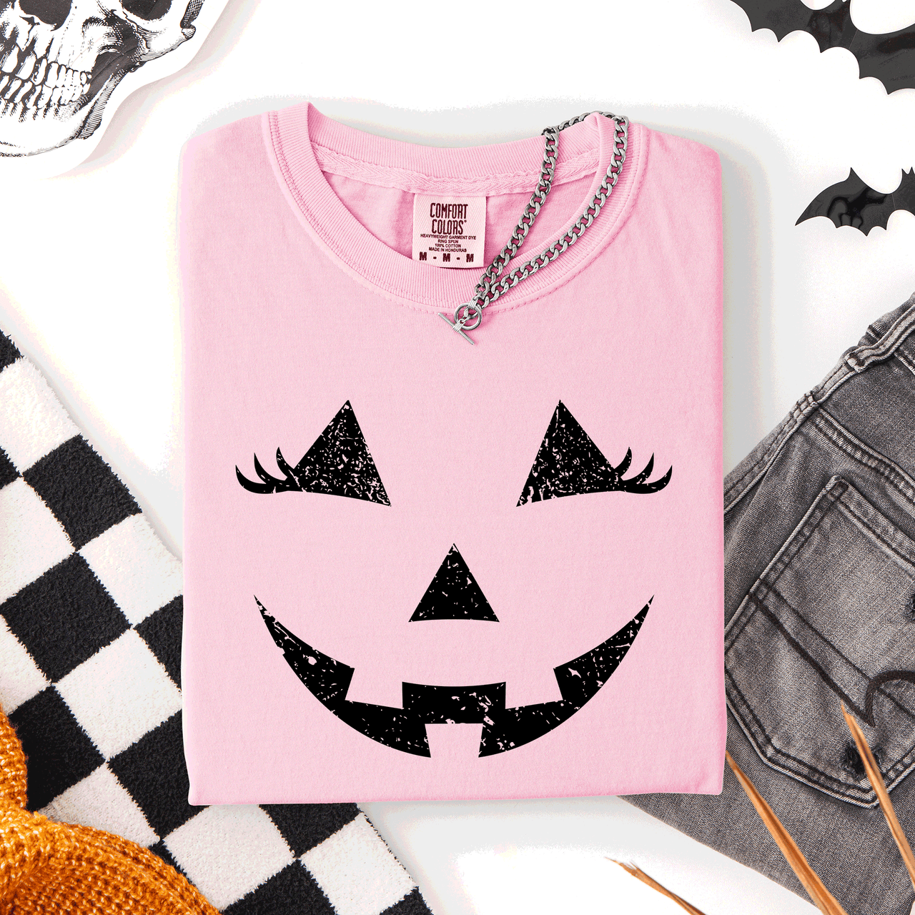 Cute Jack O Lantern Halloween Theme Cozy Silhouette Illustration Seasonal Colorful Edition Comfort Colors Tee