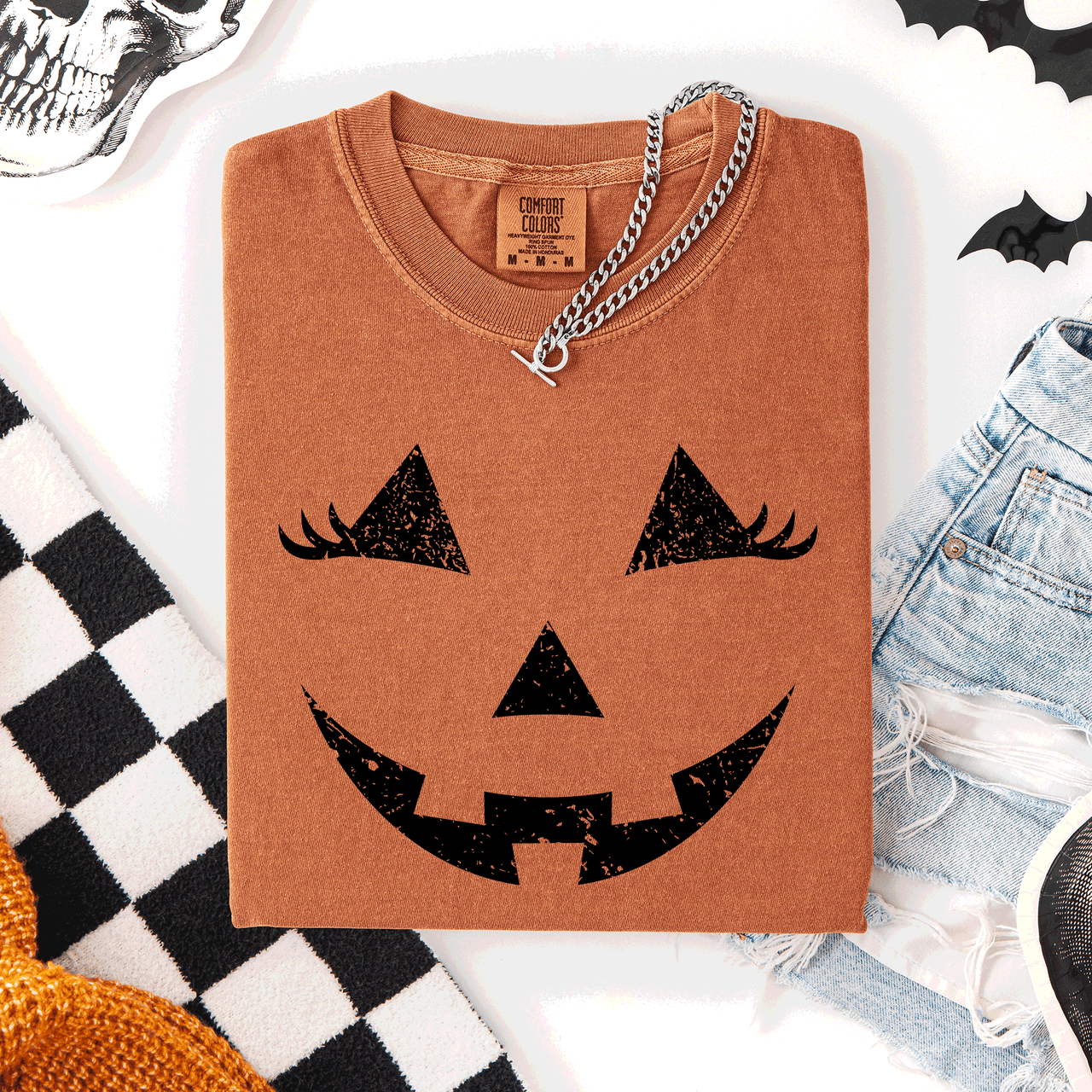 Jack O Lantern Halloween Cute Night Scene With A Playful Carved Pumpkin And Spooky Festive Vibes For Autumn Nights Comfort Colors Tee