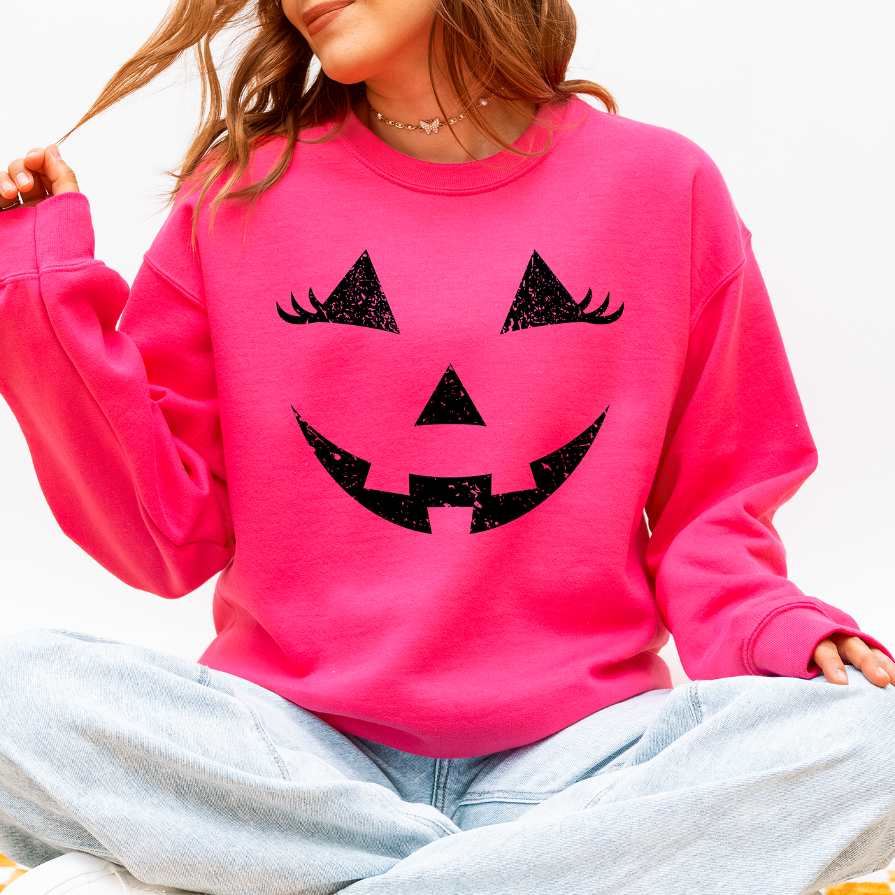 Cute Jack O Lantern Halloween Seasonal Limited Edition Cozy Pumpkin Face Sweatshirt
