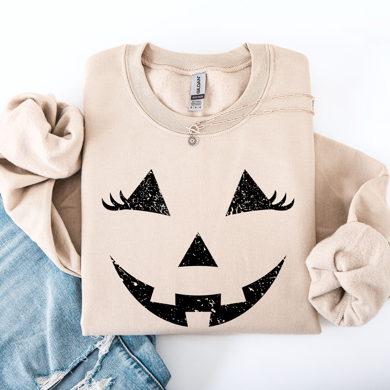 Cute Jack O Lantern Halloween Seasonal Limited Edition Cozy Pumpkin Face Sweatshirt