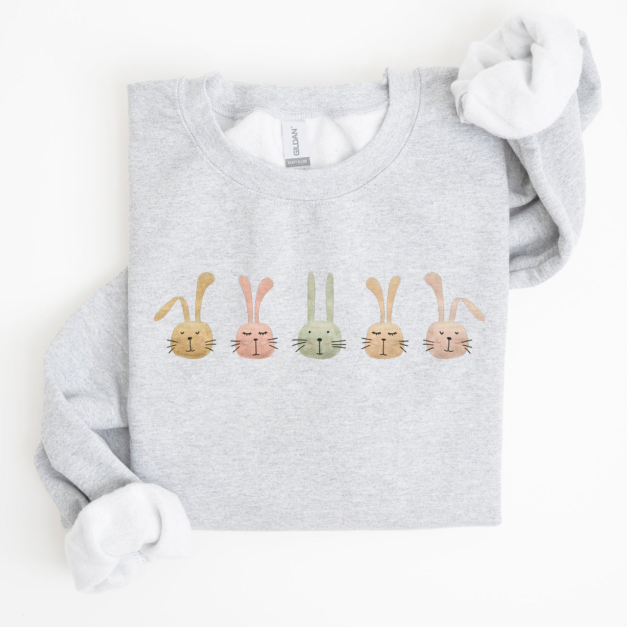 Cute Rabbits In A Row Easter Bunny Graphic Cozy Fleece Sweatshirt For Spring Season Comfort Wear