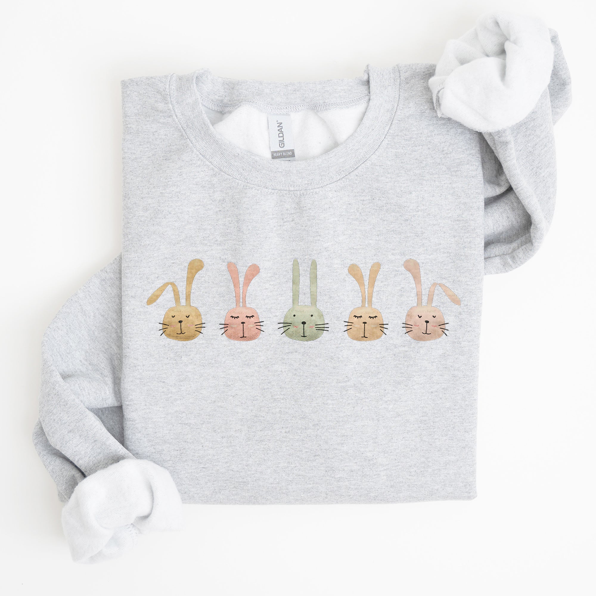 Cute Rabbits In A Row Easter Bunny Graphic Cozy Fleece Sweatshirt For Spring Season Comfort Wear