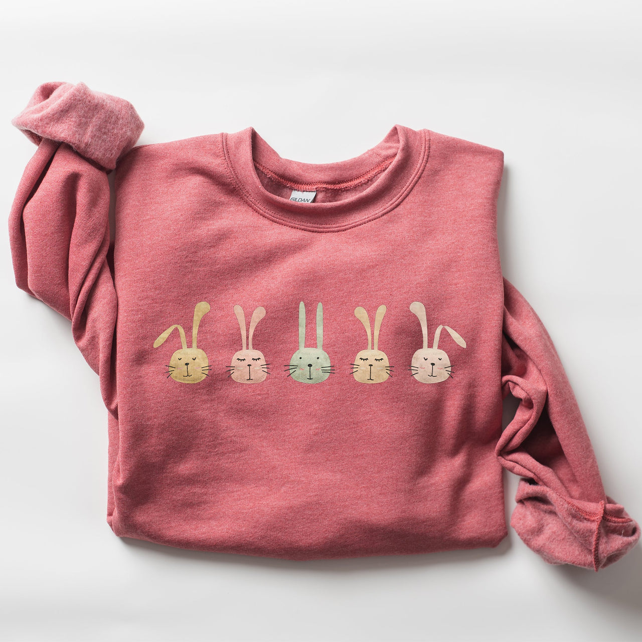 Cute Rabbits In A Row Easter Bunny Graphic Cozy Fleece Sweatshirt For Spring Season Comfort Wear