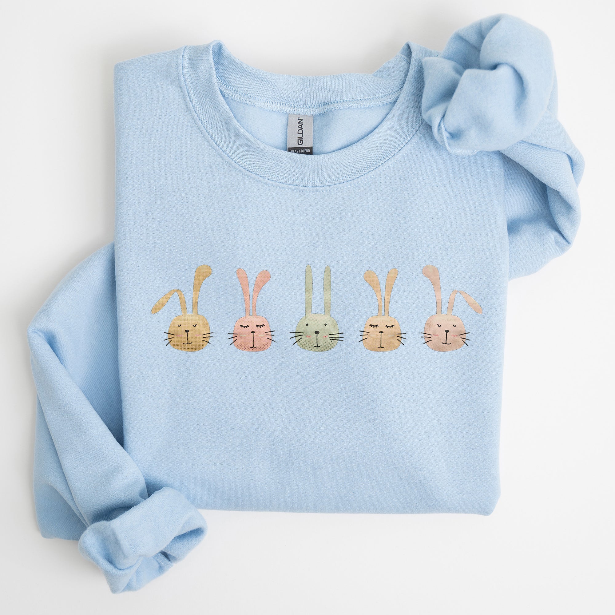 Cute Rabbits In A Row Easter Bunny Graphic Cozy Fleece Sweatshirt For Spring Season Comfort Wear