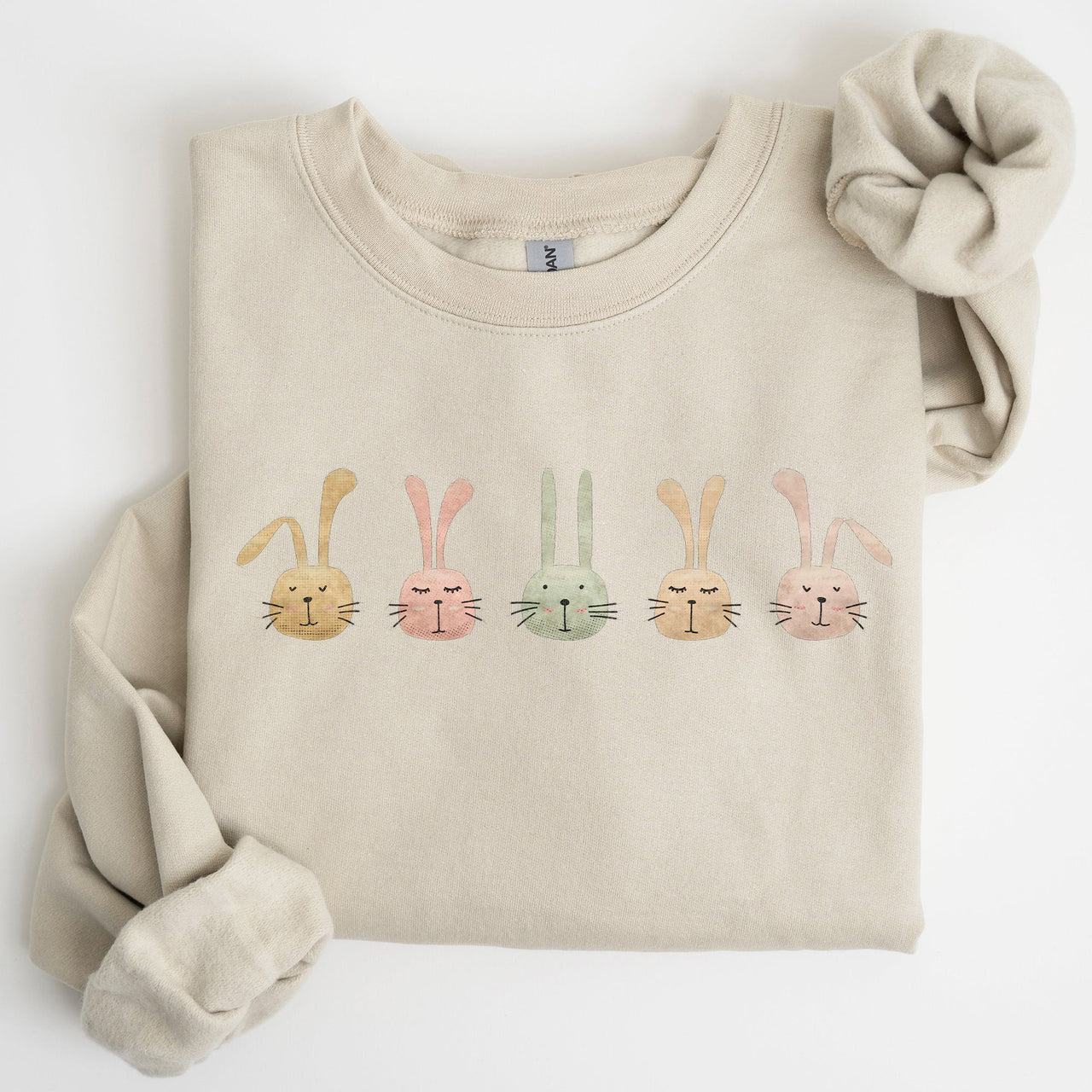 Cute Rabbits In A Row Easter Bunny Graphic Cozy Fleece Sweatshirt For Spring Season Comfort Wear