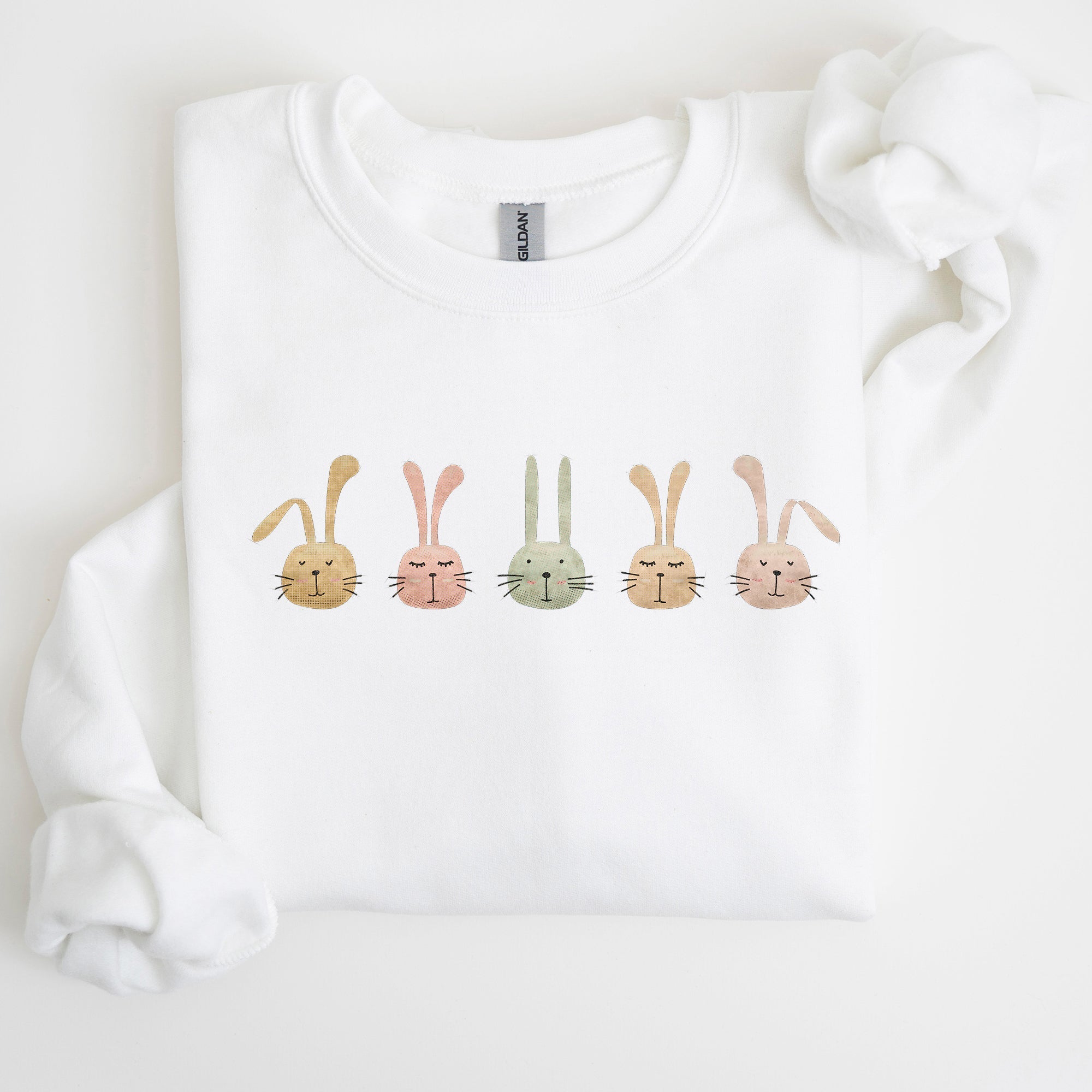 Cute Rabbits In A Row Easter Bunny Graphic Cozy Fleece Sweatshirt For Spring Season Comfort Wear