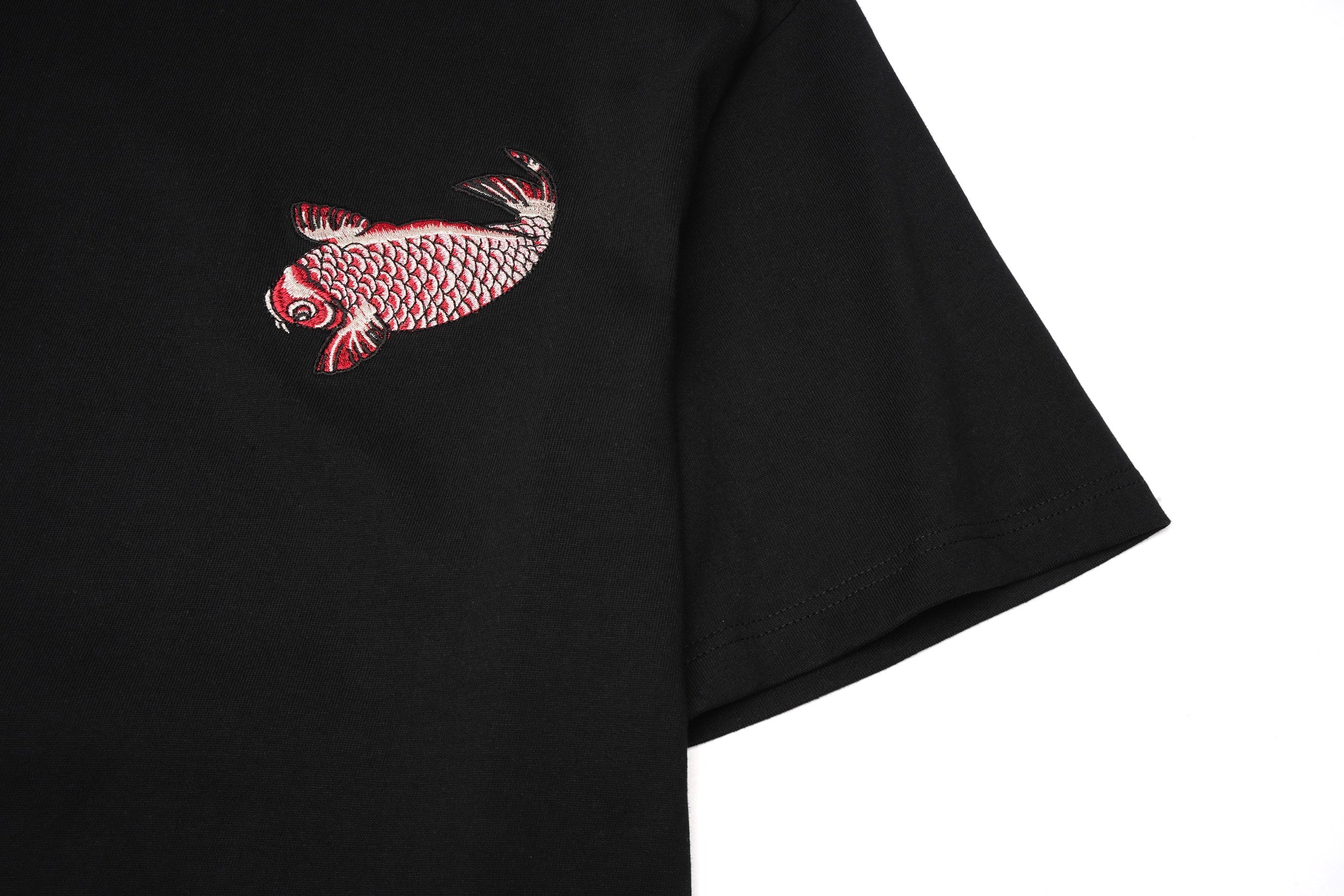 ET520 Red Koi Wave Rider Embroidered Tee