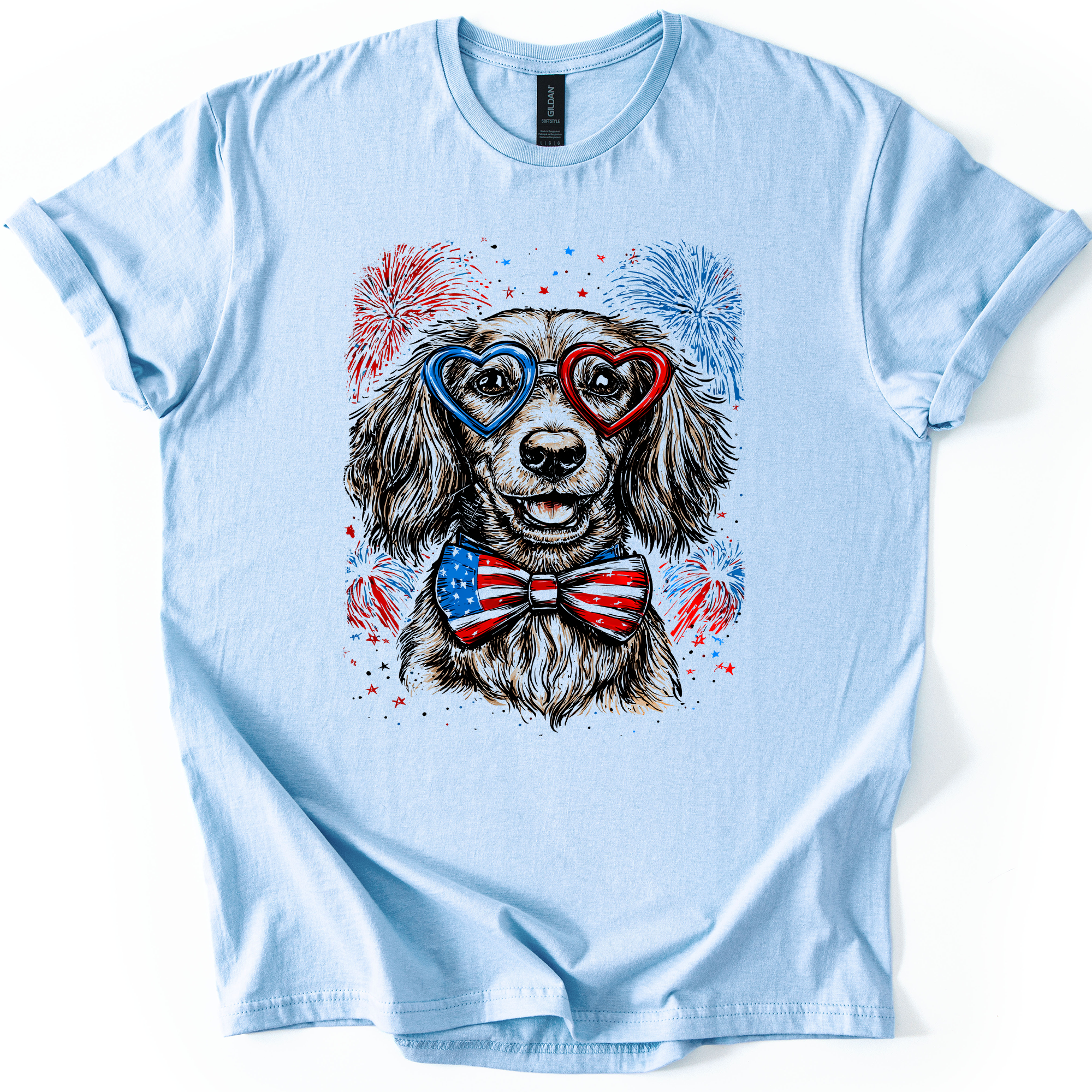Dachshund Patriotic Dog USA Flag Lover 4th of July Celebration Edition Graphic Tee