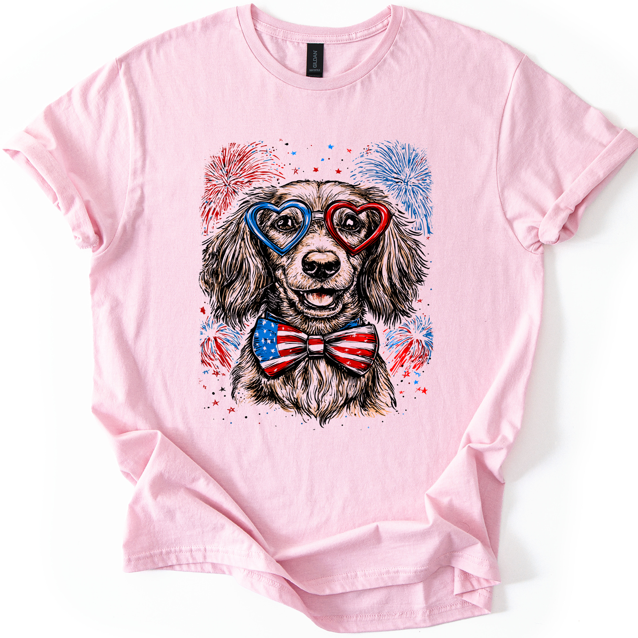 Dachshund Patriotic Dog USA Flag Lover 4th of July Celebration Edition Graphic Tee