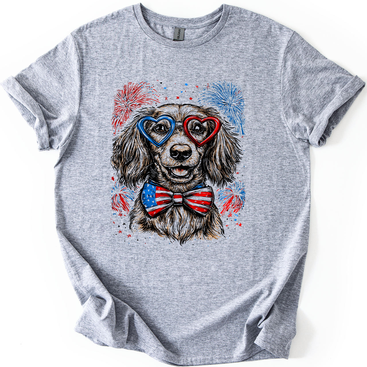 Dachshund Patriotic Dog USA Flag Lover 4th of July Celebration Edition Graphic Tee