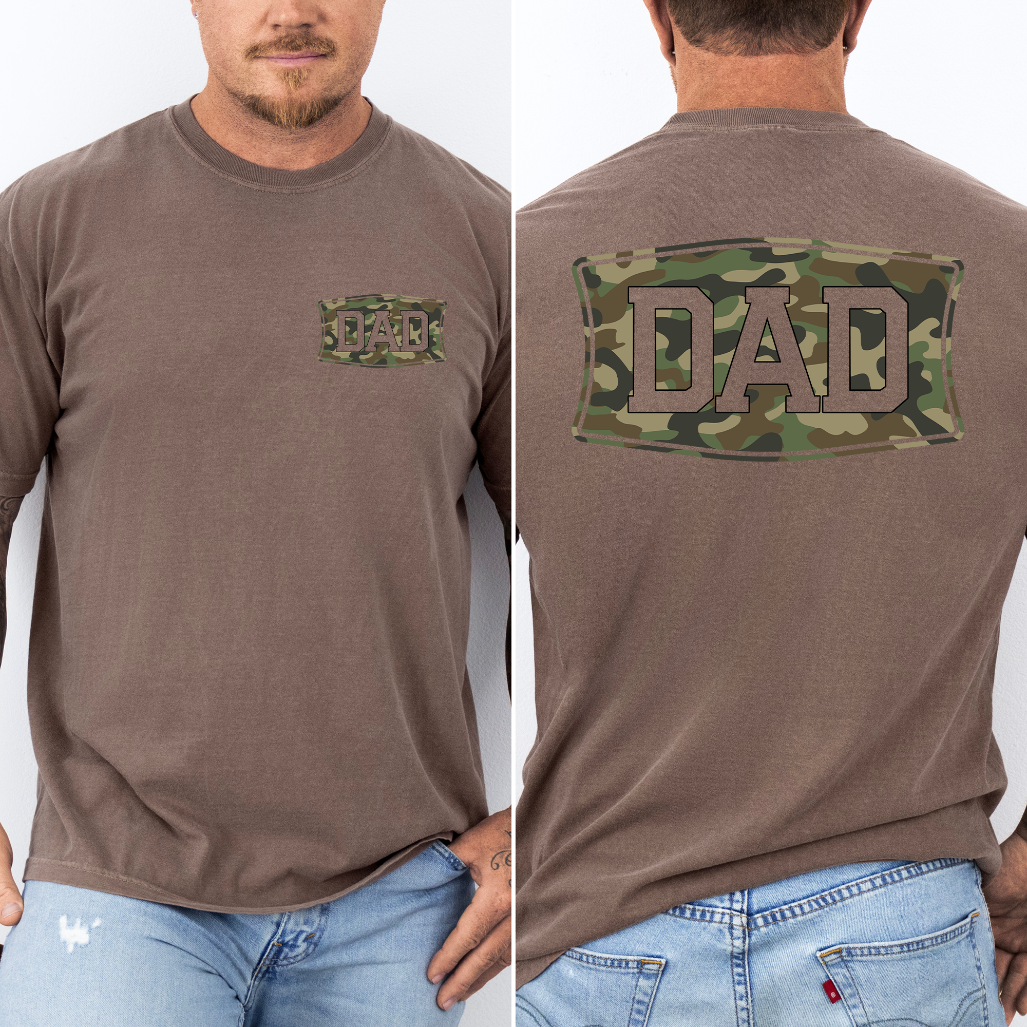 Dad's Camouflage Outdoor Adventure Old School For Dads And Husbands Comfort Colors Tee