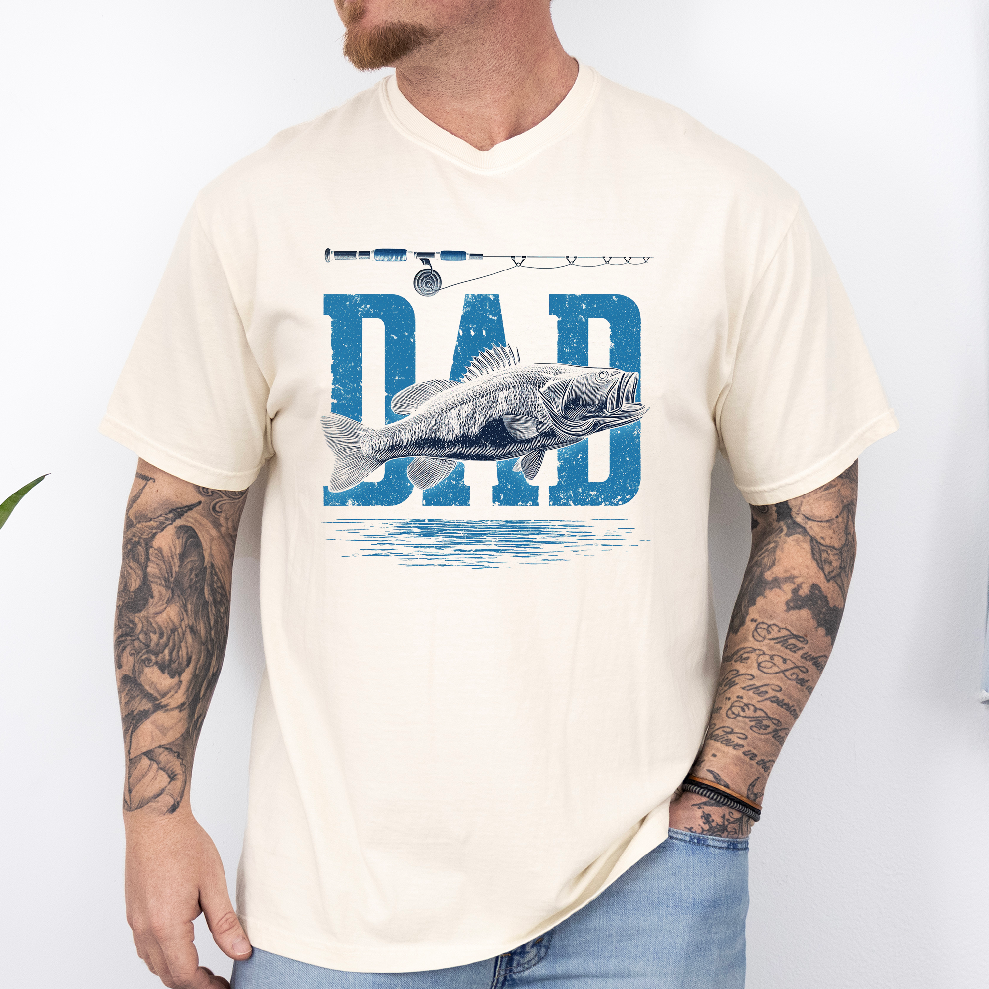 Dad's Camo Fishing Camp Outdoors Enthusiast Who Loves Lakes Rivers And Trails Comfort Colors Tee