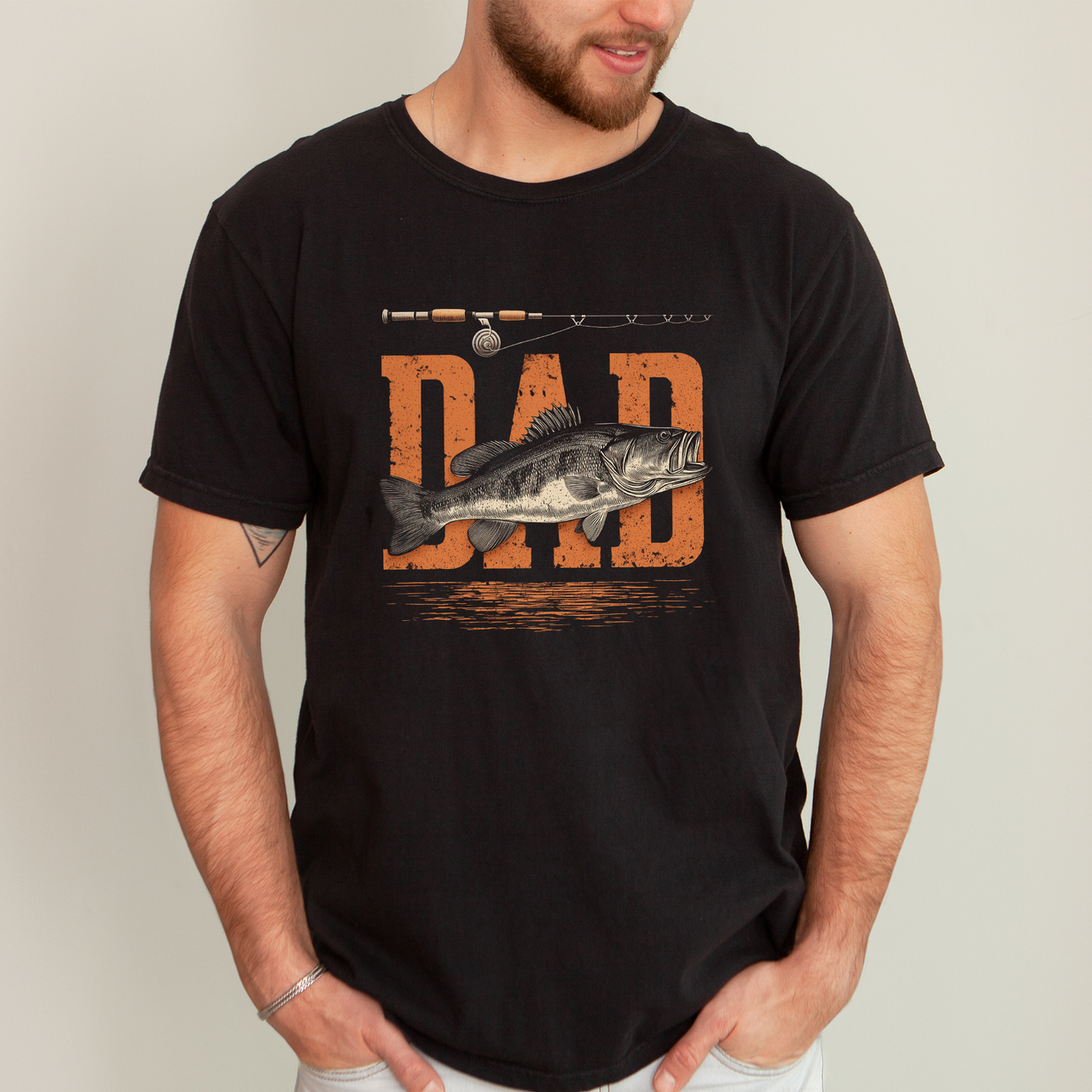 Dad's Camo Fishing Camp Outdoors Enthusiast Who Loves Lakes Rivers And Trails Comfort Colors Tee