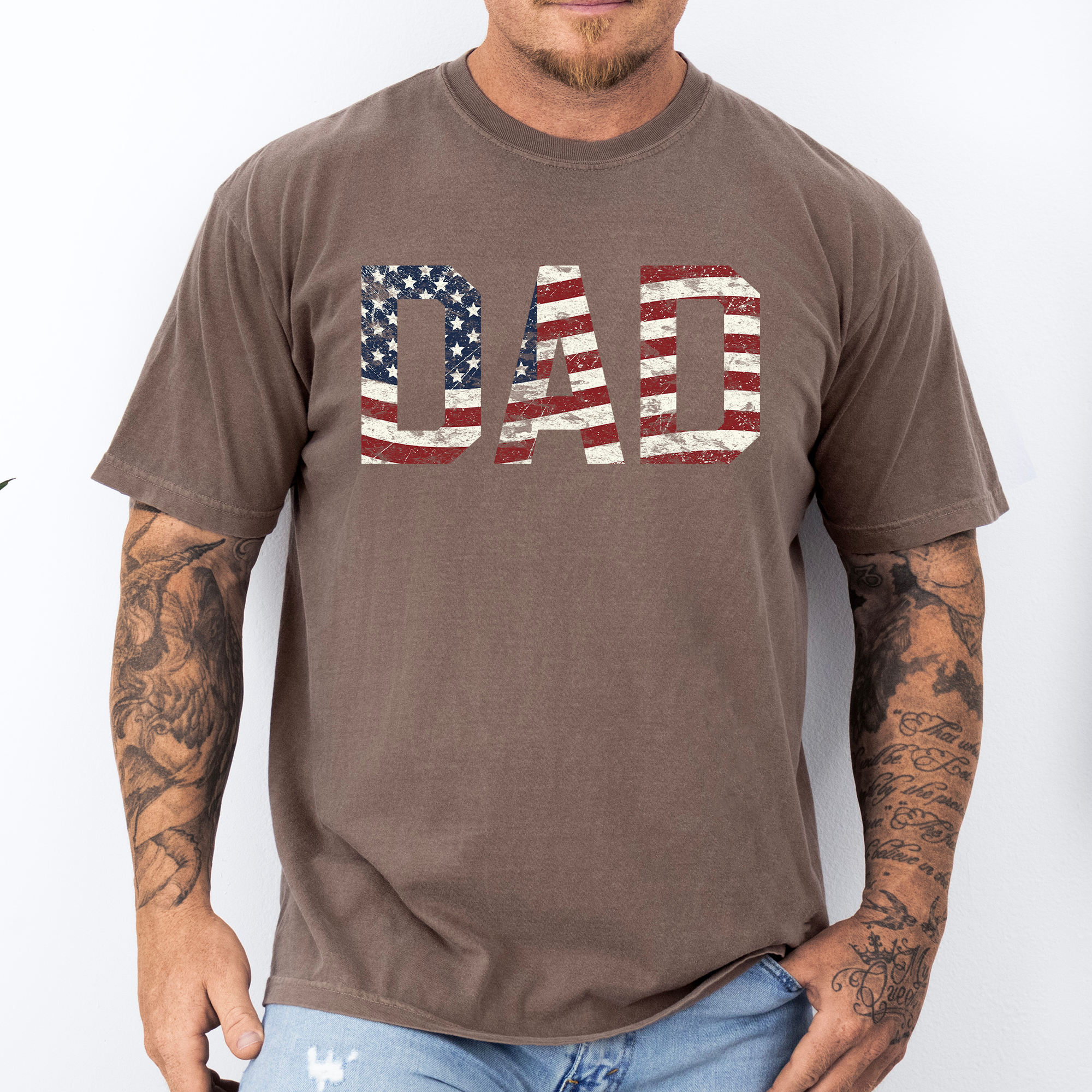 Dad Patriotic American Flag Stars and Stripes USA Proud Father Comfort Colors Tee
