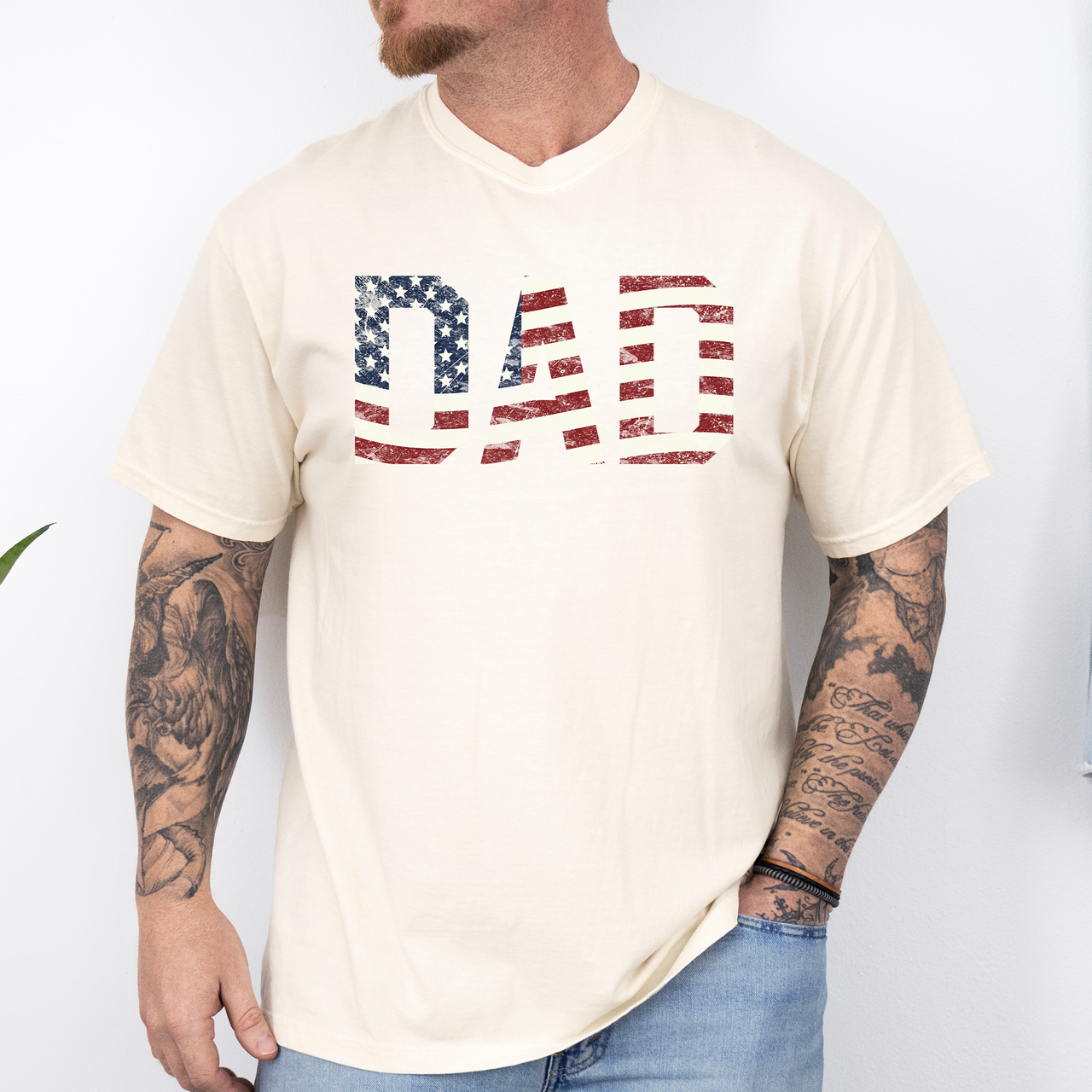 Dad Patriotic American Flag Stars and Stripes USA Proud Father Comfort Colors Tee