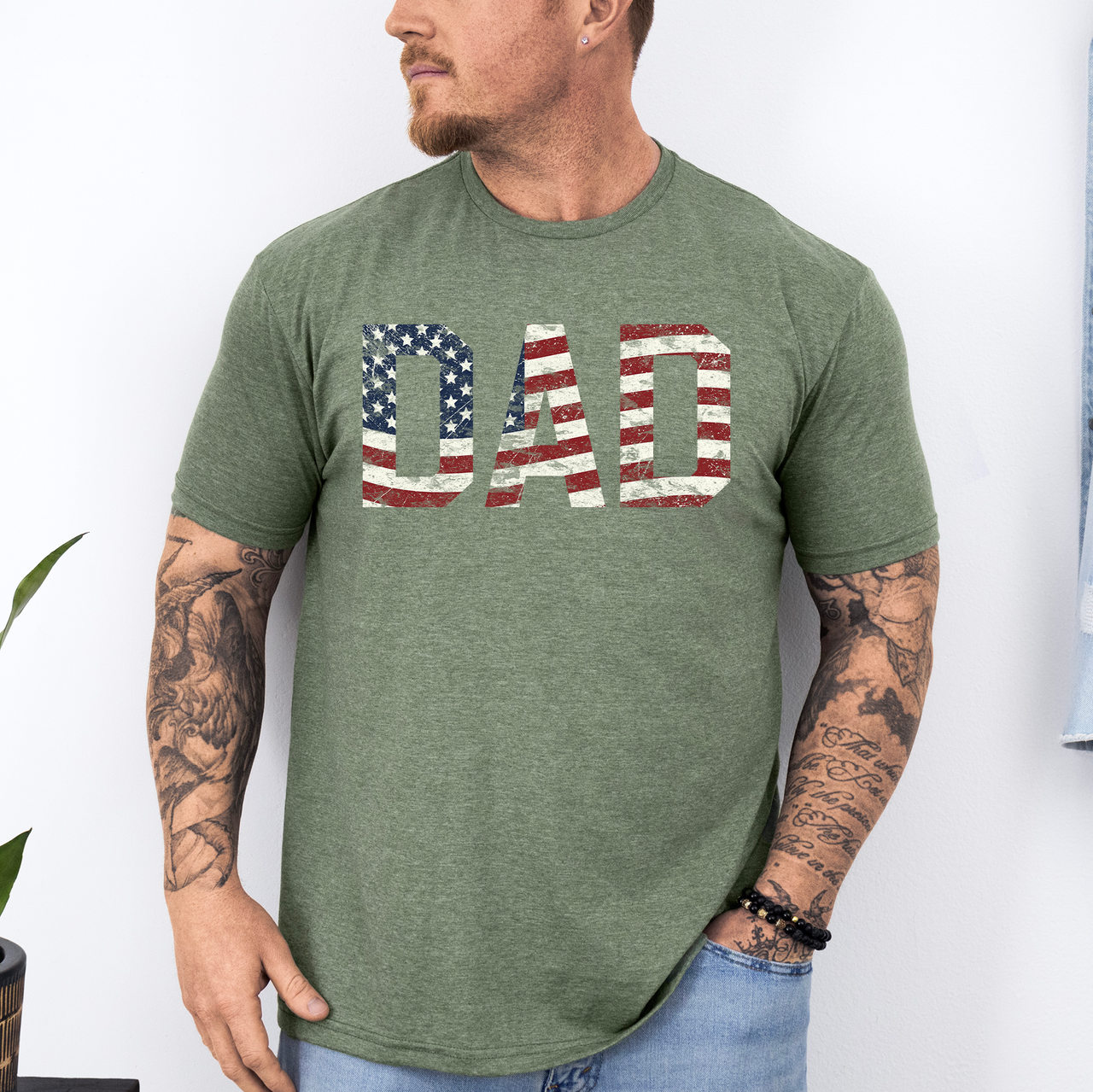 Dad Patriotic American Flag USA Pride Fourth Of July Soft Style Vintage Edition Proud Patriotic Dad Graphic Tee
