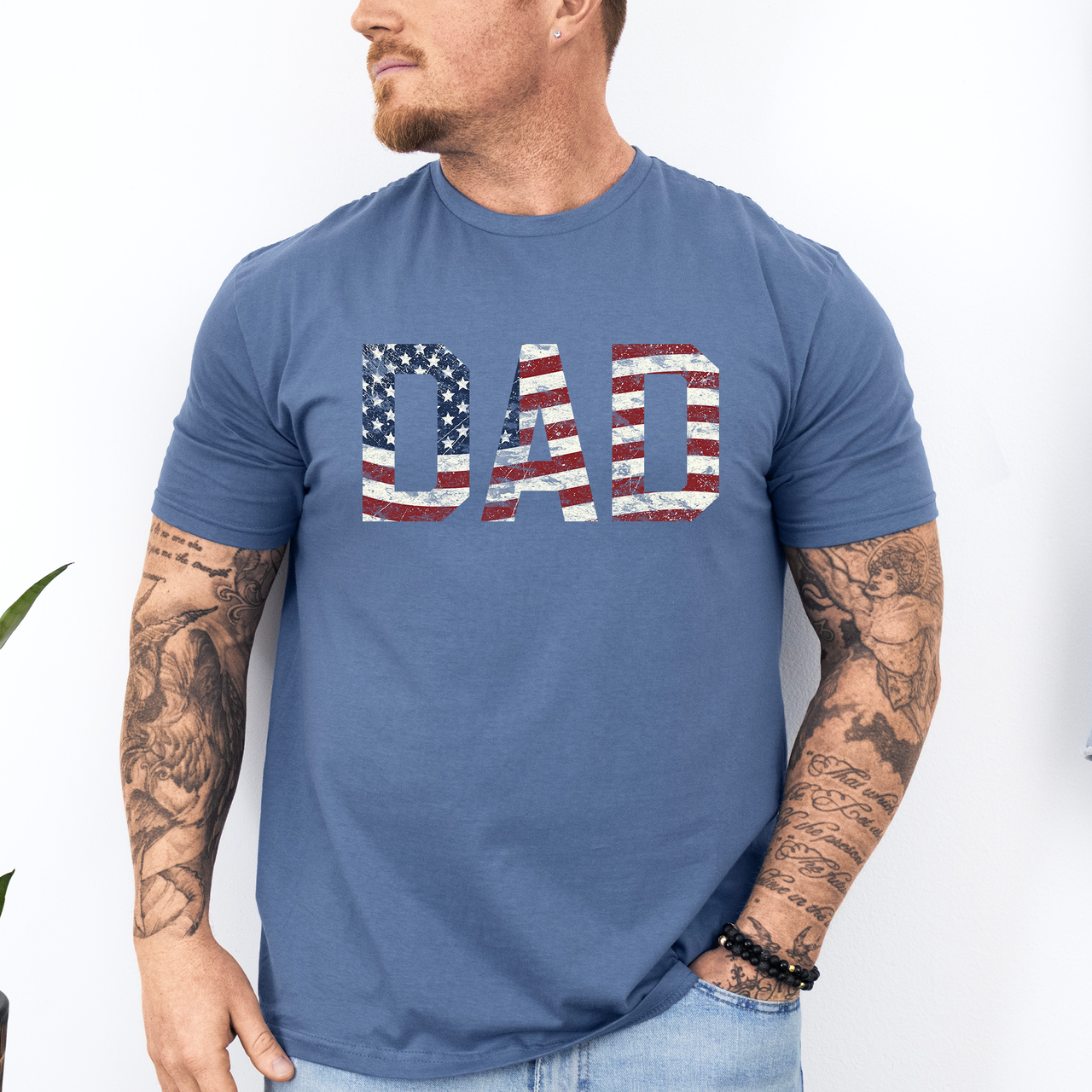 Dad Patriotic American Flag USA Pride Fourth Of July Soft Style Vintage Edition Proud Patriotic Dad Graphic Tee