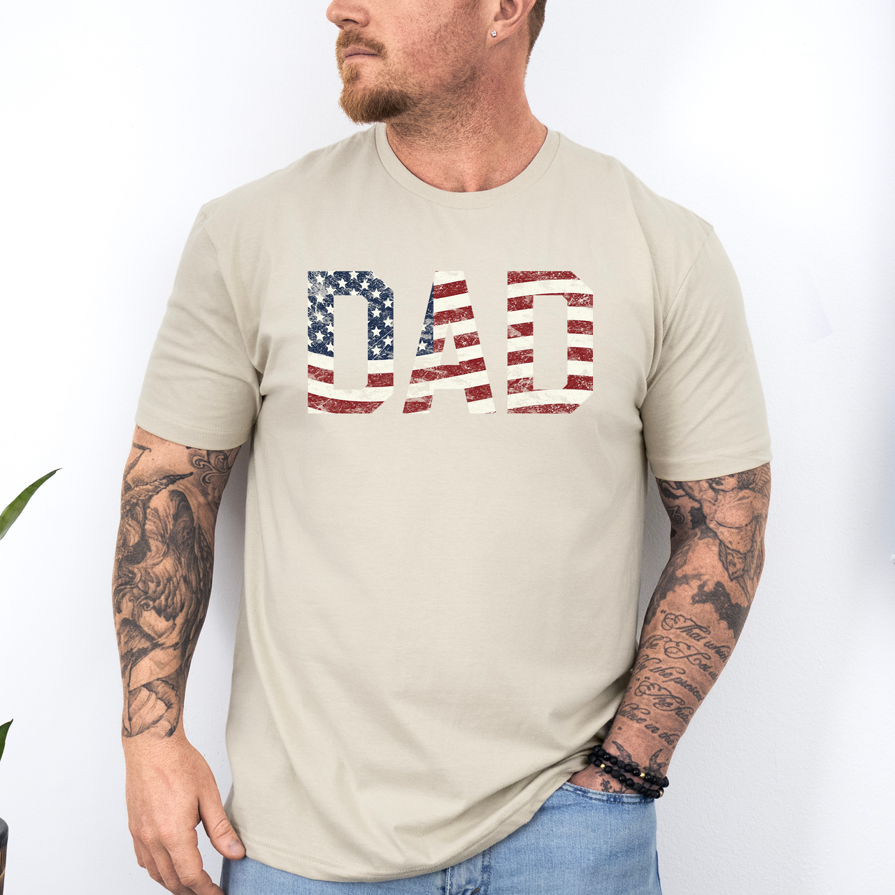 Dad Patriotic American Flag USA Pride Fourth Of July Soft Style Vintage Edition Proud Patriotic Dad Graphic Tee