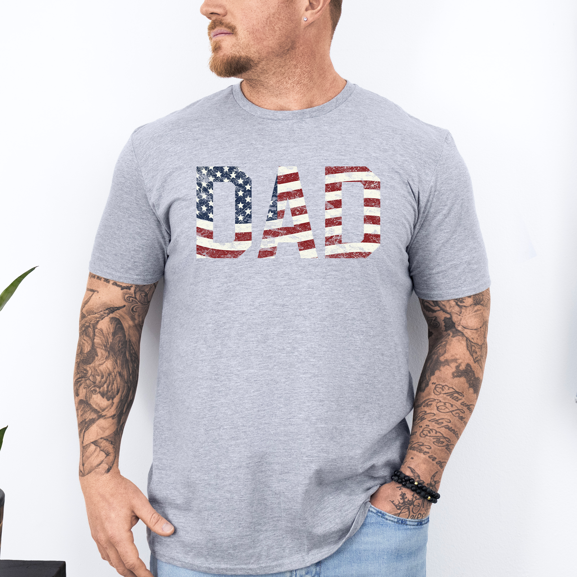 Dad Patriotic American Flag USA Pride Fourth Of July Soft Style Vintage Edition Proud Patriotic Dad Graphic Tee