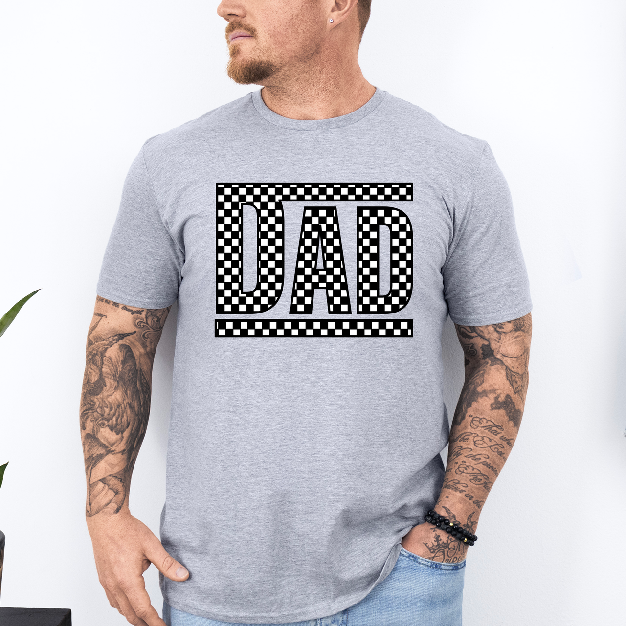 Dad Retro Checkered Vintage Pattern For Fathers Day Edition Casual Style Graphic Tee
