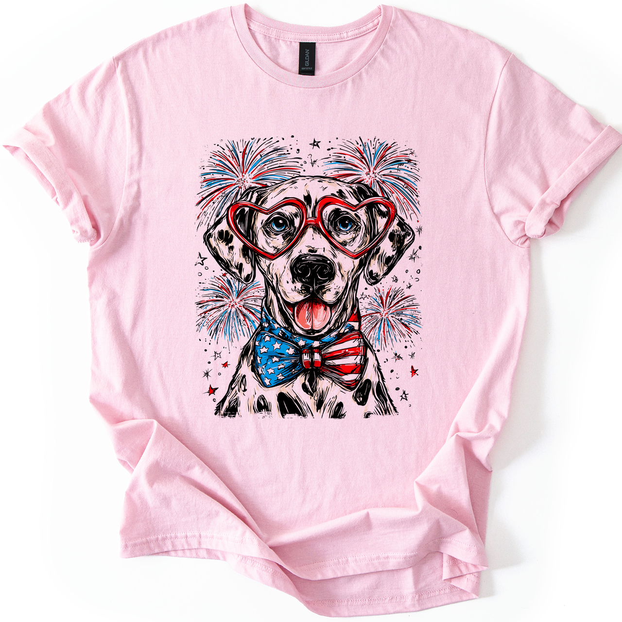 Dalmatian Patriotic Dog USA America Flag Paw Print 4th of July Pet Lover Edition Graphic Tee