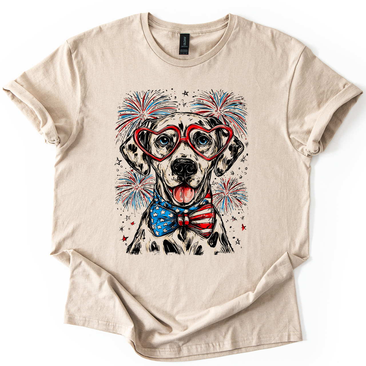 Dalmatian Patriotic Dog USA America Flag Paw Print 4th of July Pet Lover Edition Graphic Tee
