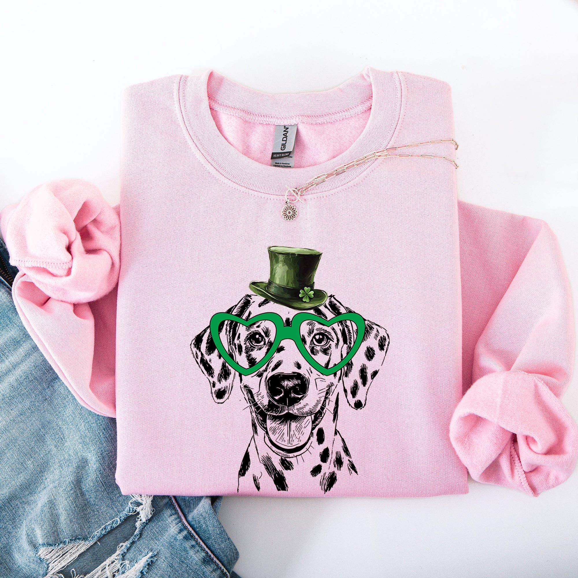 Dalmatian Adorable Dog St Patrick's Day Lucky Irish Charm Graphic Cozy Sweatshirt